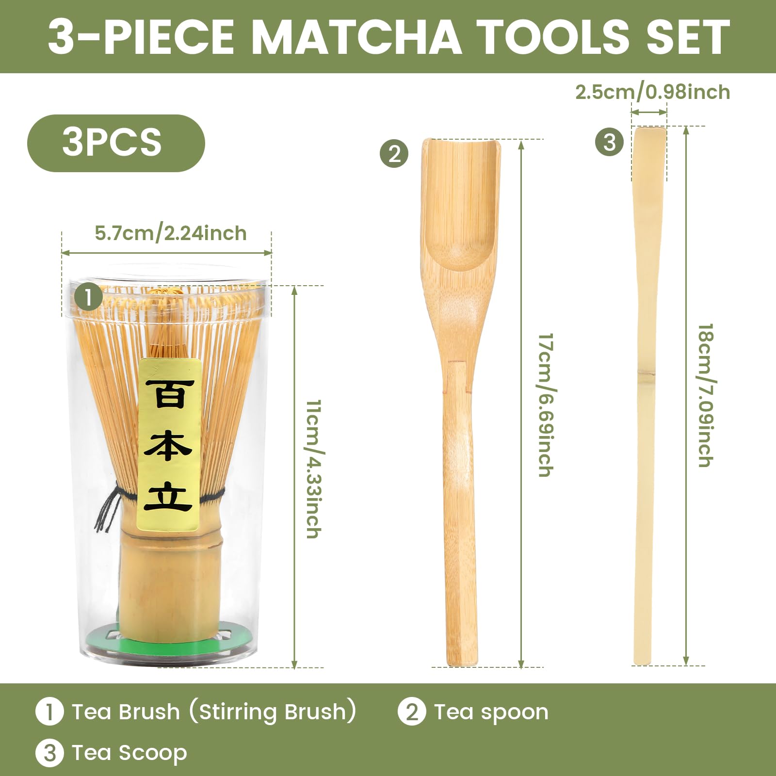 3Pcs Japanese Matcha Whisk Set Handmade Bamboo Whisk Traditional Matcha Tea Starter Kit with Tea Spoon Matcha Scoop Safe Japanese Tea Accessories for Tea Lovers Beginners