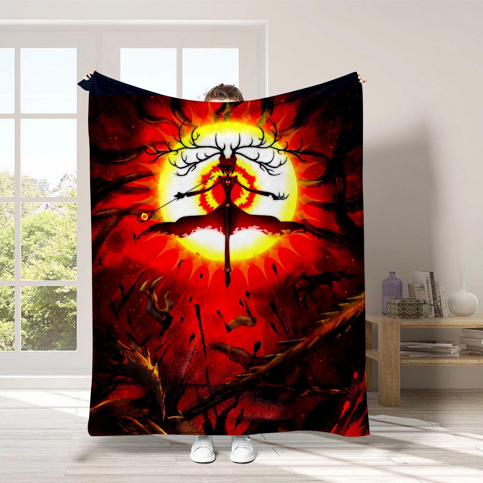 Zhongkaihua Hazbin Hotel Theme Blanket Charlie Morningstar Blanket Vaggie Anime Print Soft Fluffy Flannel Blanket, Rest Bedding Travel Blanket Warm Home Gift