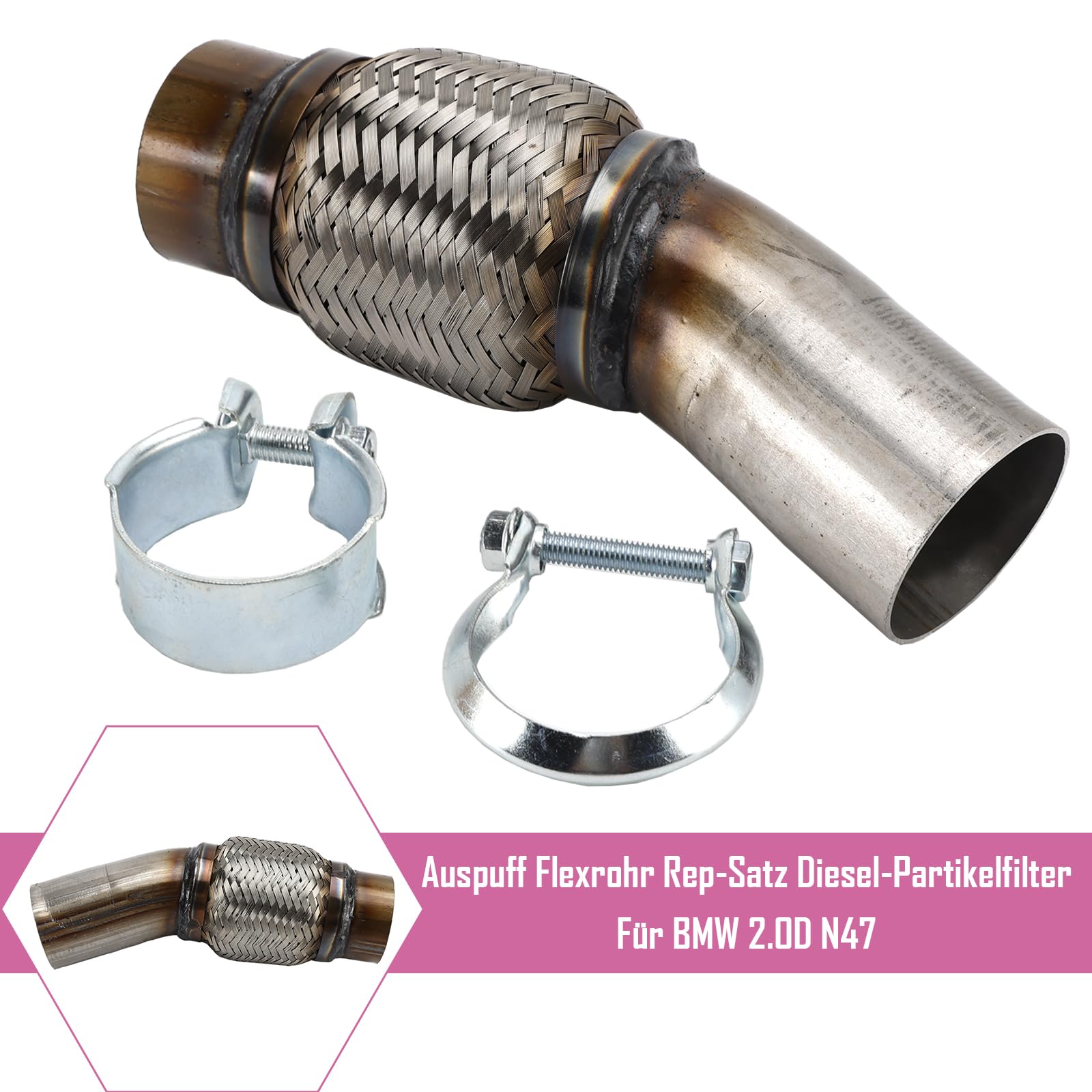 Exhaust Flex Pipe Repair Set Diesel Particulate Filter pour BMW 2.0D N47