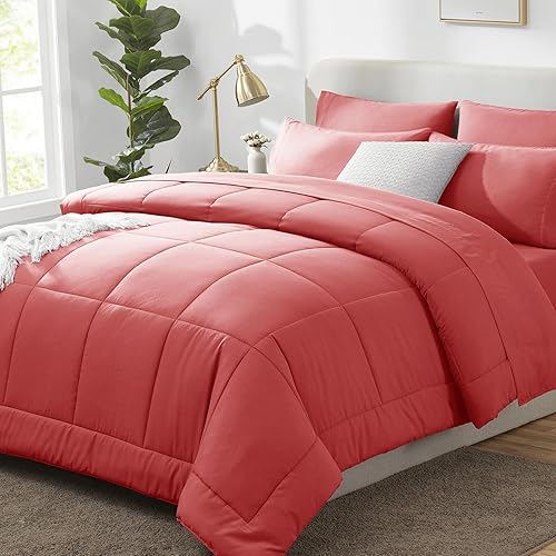 Miniatura 47 de CozyLux Juego de Edredón Queen Color Avena, 7 Piezas Cama en una Bolsa, Edredón Color Avena Tamaño Queen, Juegos de Ropa de Cama para Todas las