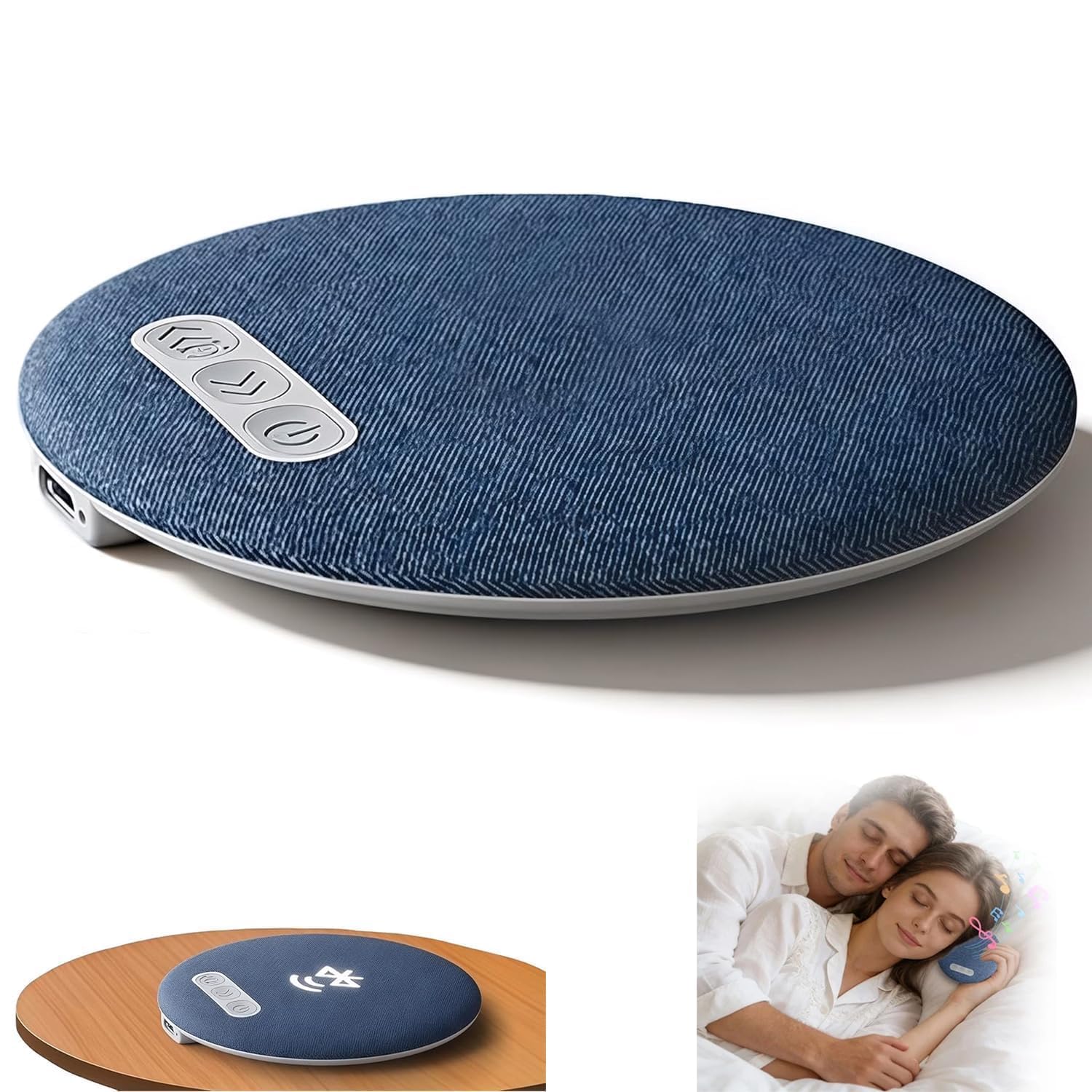 Bluetooth Pillow Speaker for Sleeping with White Noise Machine & Timer - Ultra-Thin Wireless Under Pillow Sleep Speaker, Portable Mini Music Speaker with Soft Fabric Design-image-12