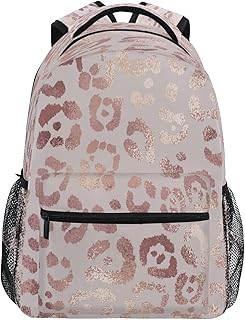 Leopard Print Cheetah Rose Gold Backpack for Girls School Bags Bookbags Travel Daypack Bag One Size