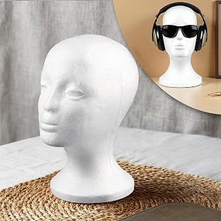Female Mannequin Head, Styrofoam Foam Head, Women Wig Head Stand for Display Hair, Hairpieces, Salon, 20.87" Circumference (White)