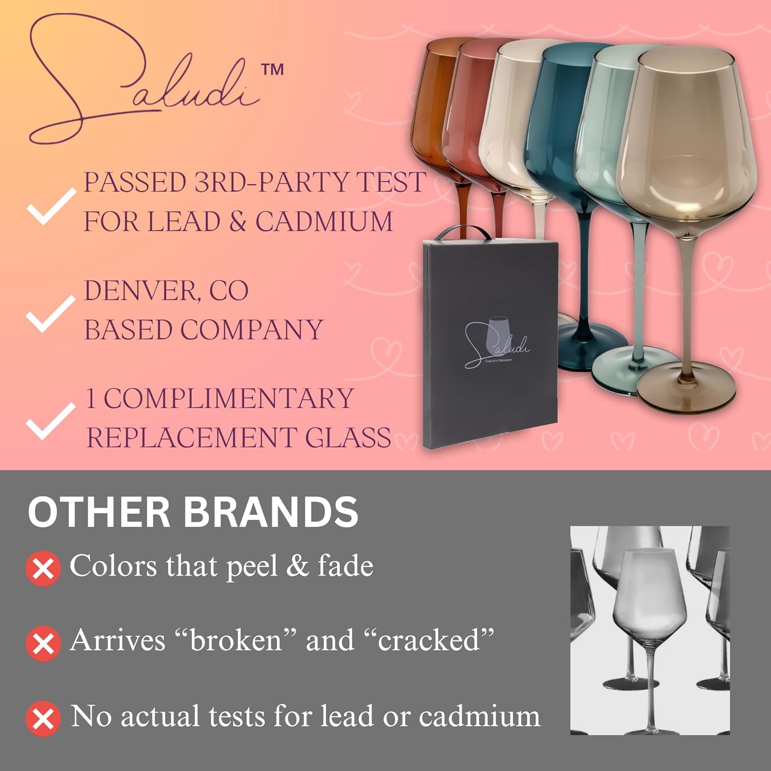 Saludi Original Smokey Sand Wine Glasses, 16.5oz (Set of 6) Stemmed Single Color Smoky Amber Brown Neutral Glass - Great for All Wine Types and Occasions or Gifts - Luxury, Durable, Hand-Blown - Image 5