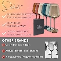 Vista 5 de Saludi Copas de vino originales Smokey Sand, 16.5 onzas (juego de 6) con tallo de un solo color, vidrio neutro ámbar ahumado marrón, ideal para todo