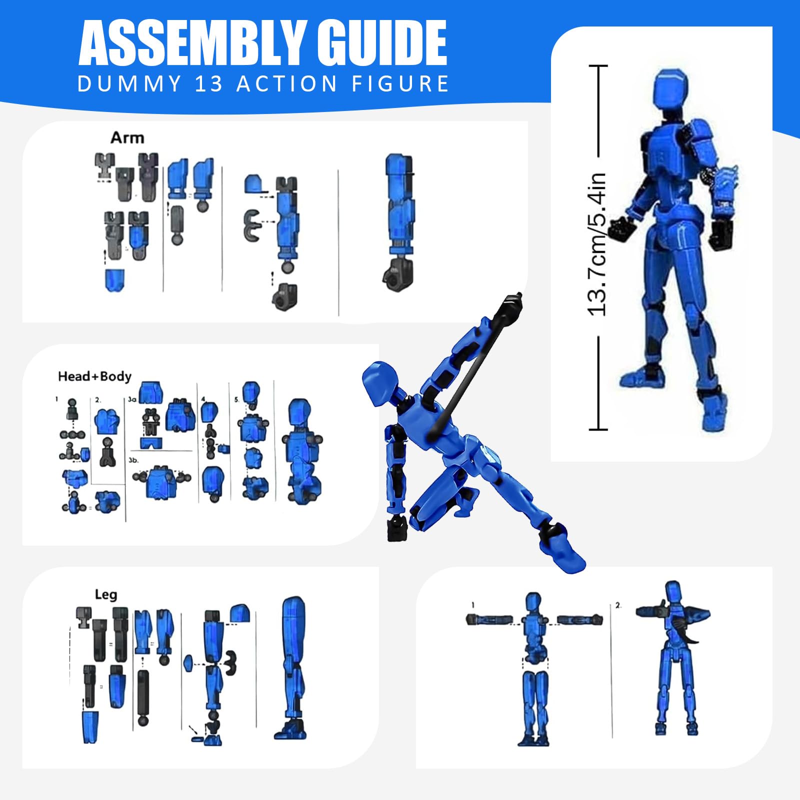 T13 Action Figure Titan 13 Action Figure, 3D Print, Multi-Joind, Movable, 4 Types of Weapons and 3 Types of Hands, Robot Action Figure, Desktop Decorations (Yellow