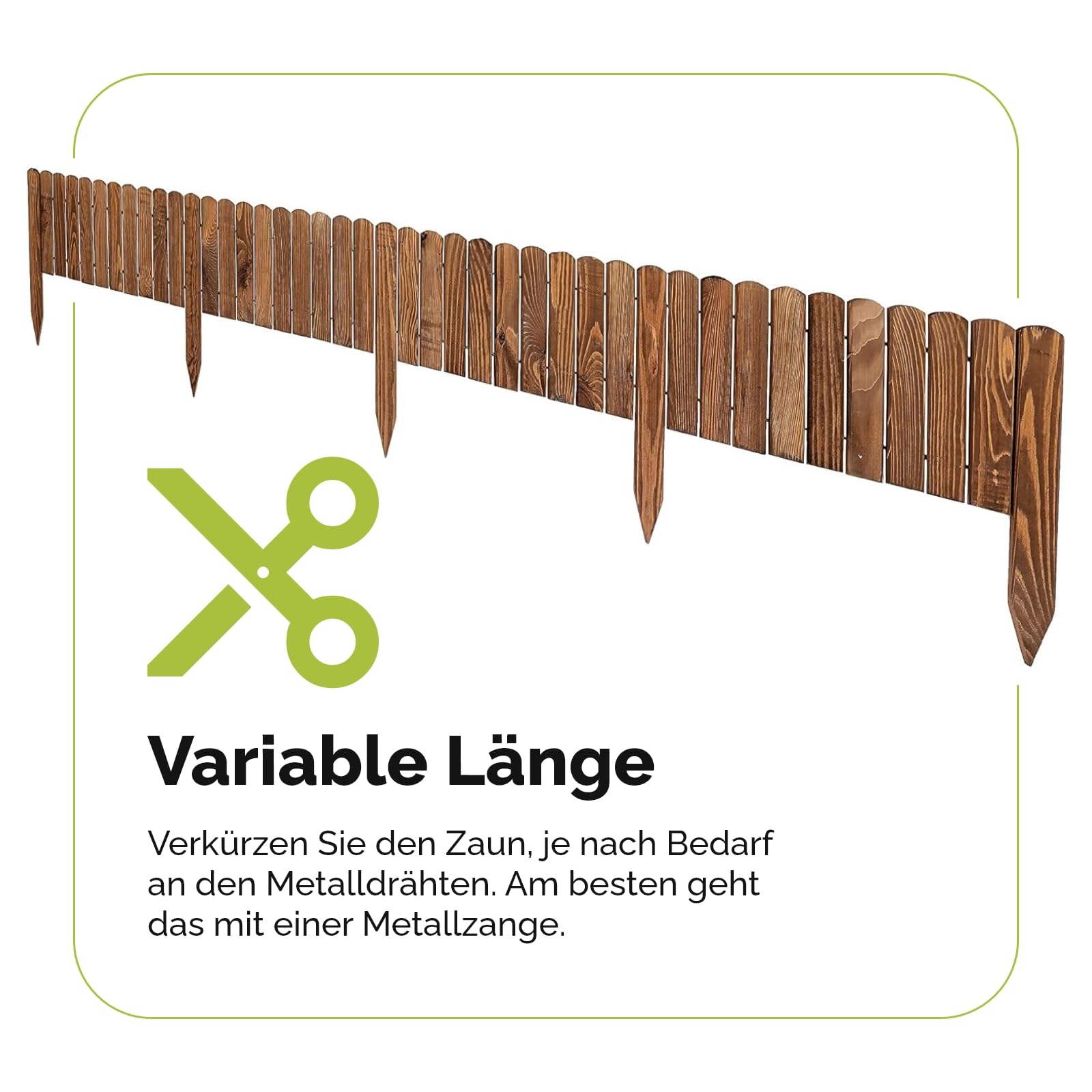 Garronda Rasenkante Beeteinfassung aus Holz flexibel 200 x 10 cm Rollborder für Rasen und Beet Beetumrandung und Beetbegrenzung Gartenzaun zum Stecken Holzzaun GD-0046 (Dunkelbraun)
