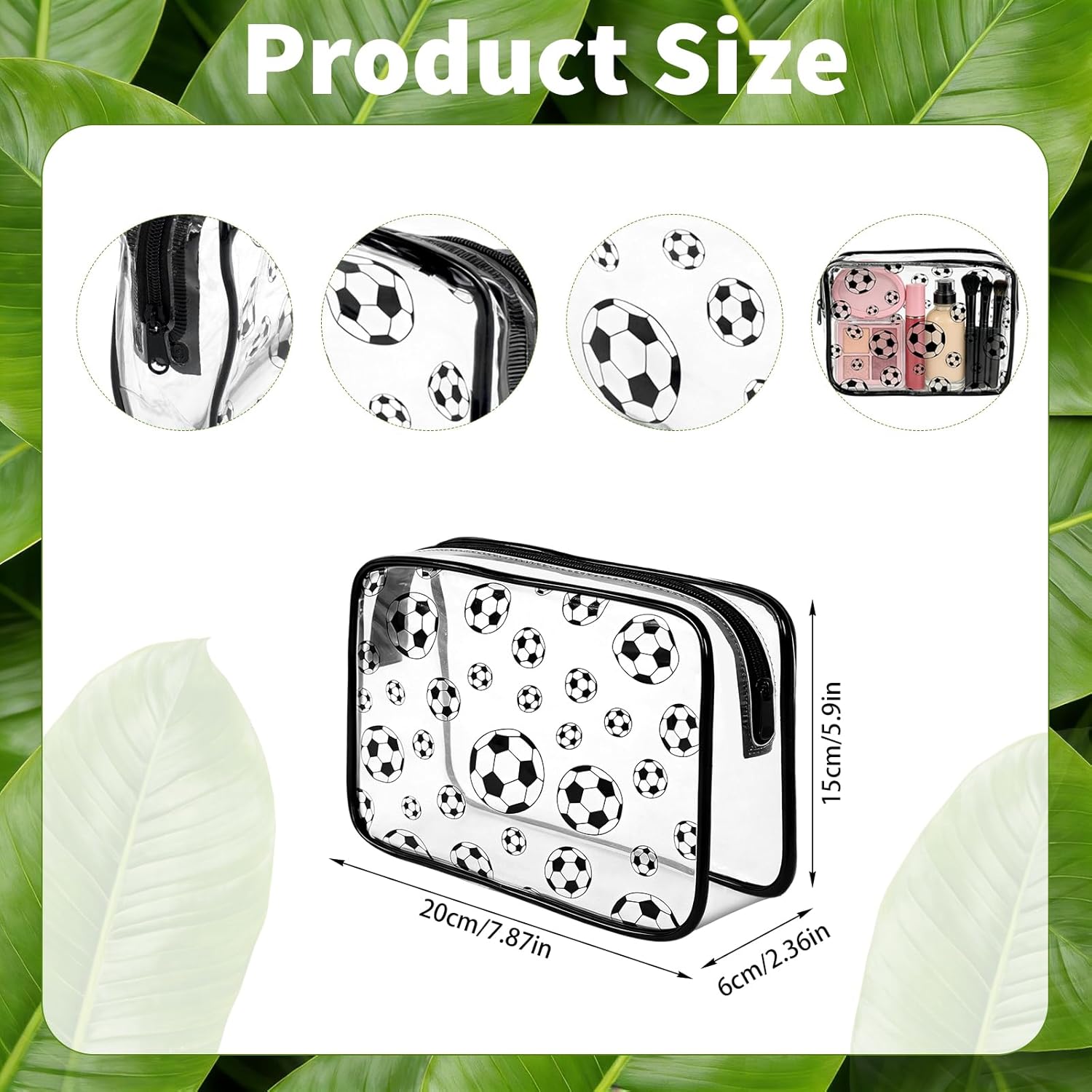 24 Pcs Soccer Clear Makeup Gift Bags Bulk Accessories PVC Waterproof Christmas Gift Clear Cosmetic Goodie Bag for Women Football Lovers Team Girls Soccer Party