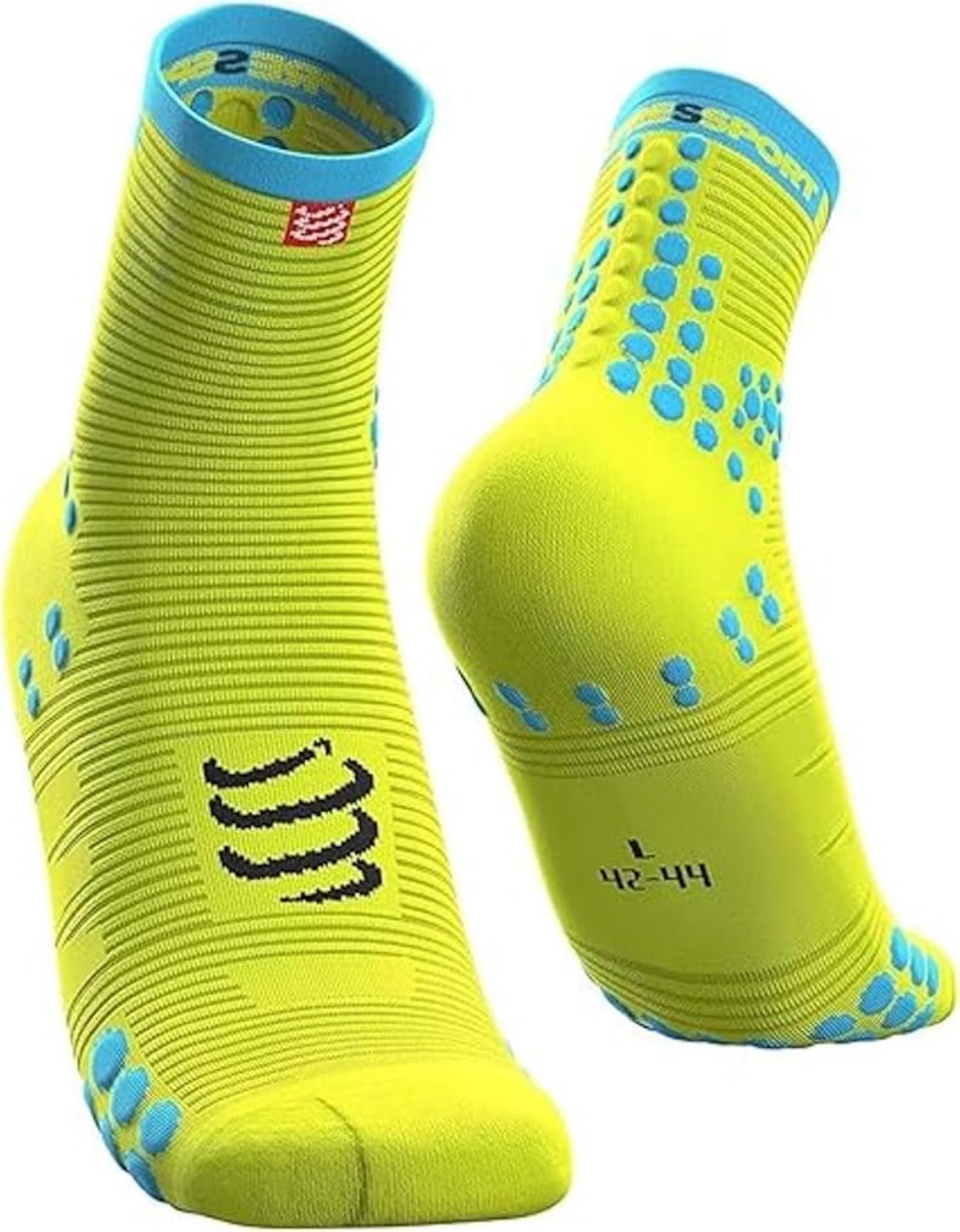 Compressport Running Socks - Pro Racing Socks V3 Run High - Prevención de ampollas - Amortiguación y transpirabilidad - Correr y triatlón - Para entrenamiento y competición - Ligeros - 1