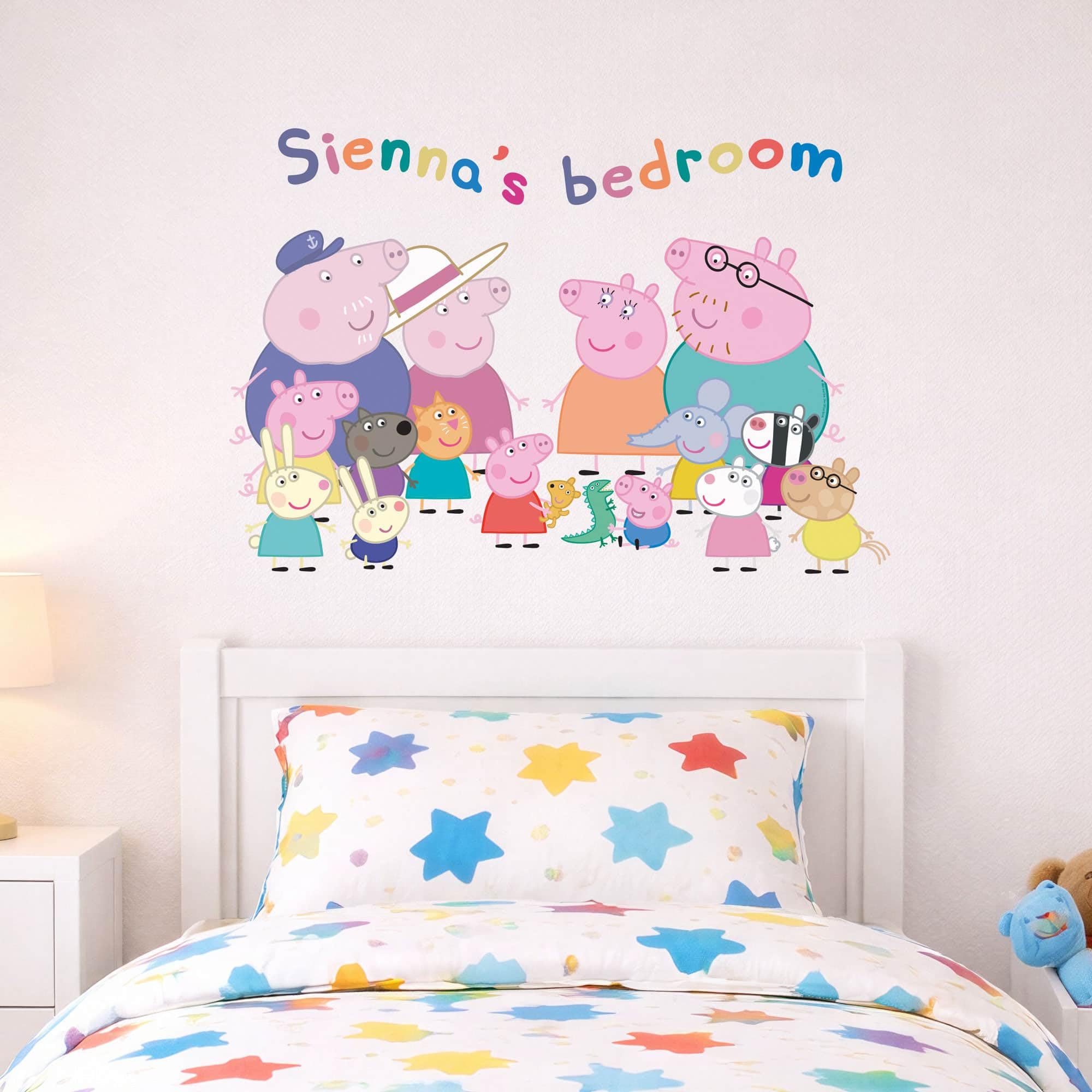 Stickerscape Multi Personalised Peppa Pig Family Wall Stickers – Kids Bedroom Wall Decals With Name – Removable Nursery Wall Art (Officially Licensed)