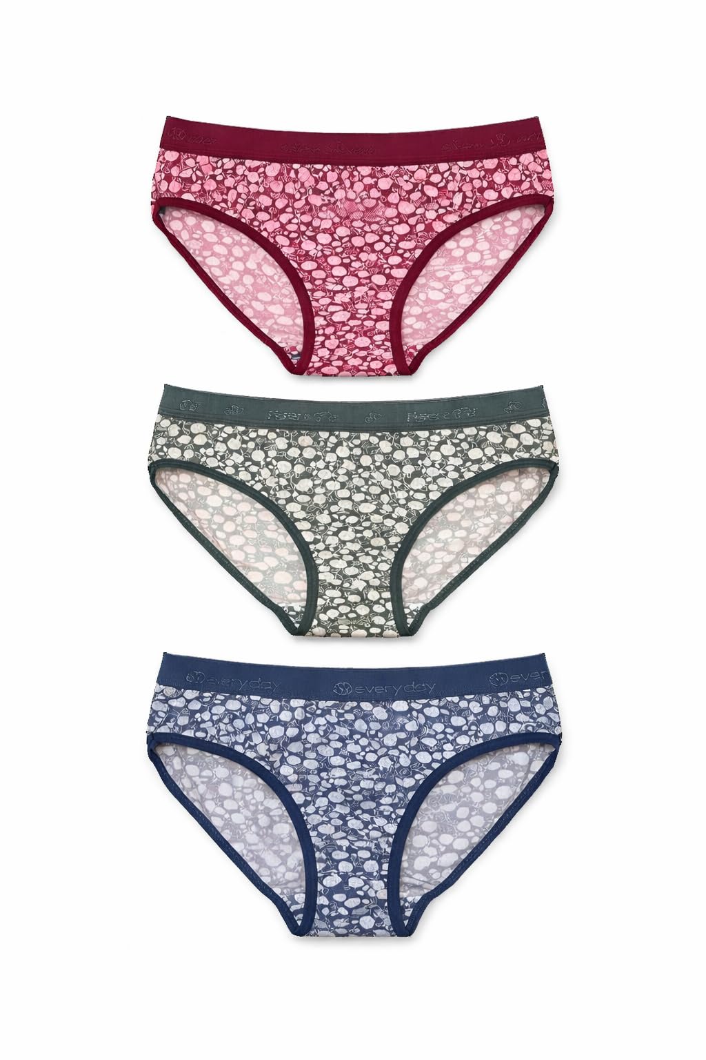 Floral Dot Printed Mid-Rise Bikini Panties, Multicolor, L Size, Pack of 3-image-19