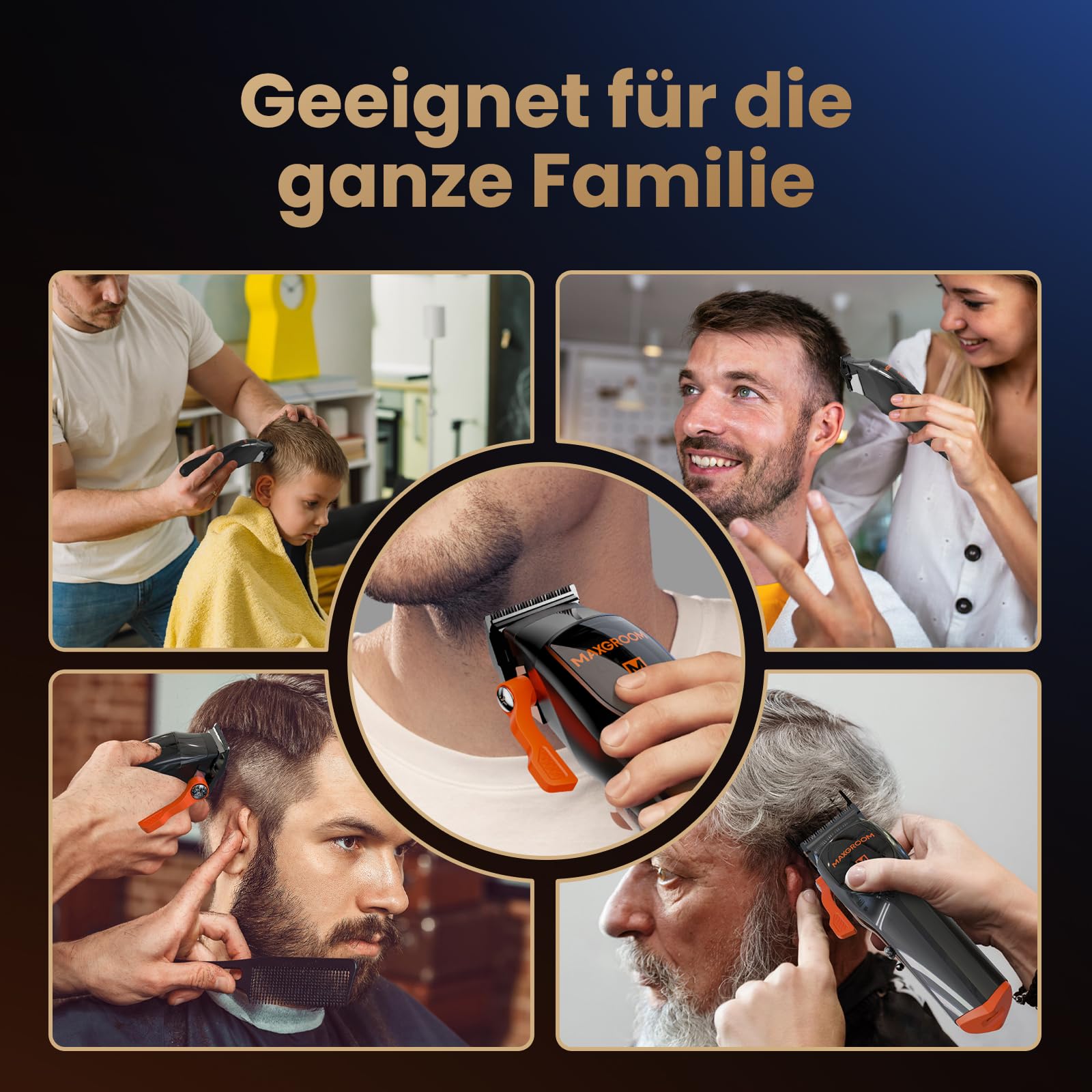 MAXGROOM Haarschneidemaschine Profi Set mit 9000 U/min Magnet-Motor, Diamantähnlich Beschichteten & Keramik-Klingen Haarschneider, Einstellbares Zero-Gap Konturen Haartrimmer, Akku, LED-Anzeige