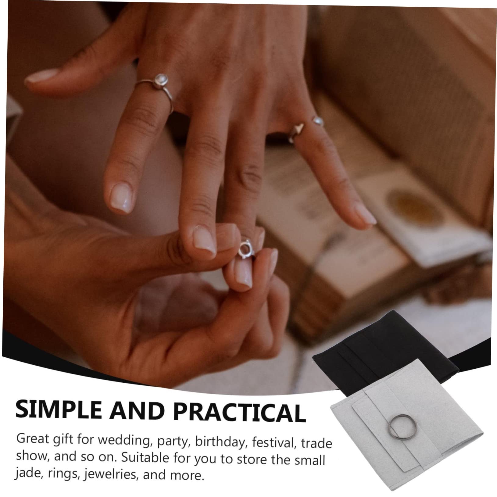 COLLBATH 2pcs Flannelette Jewelry Pouch Bag Elegant Portable Wrapping Case for Necklaces Earrings Storage for Daily Use and Travel