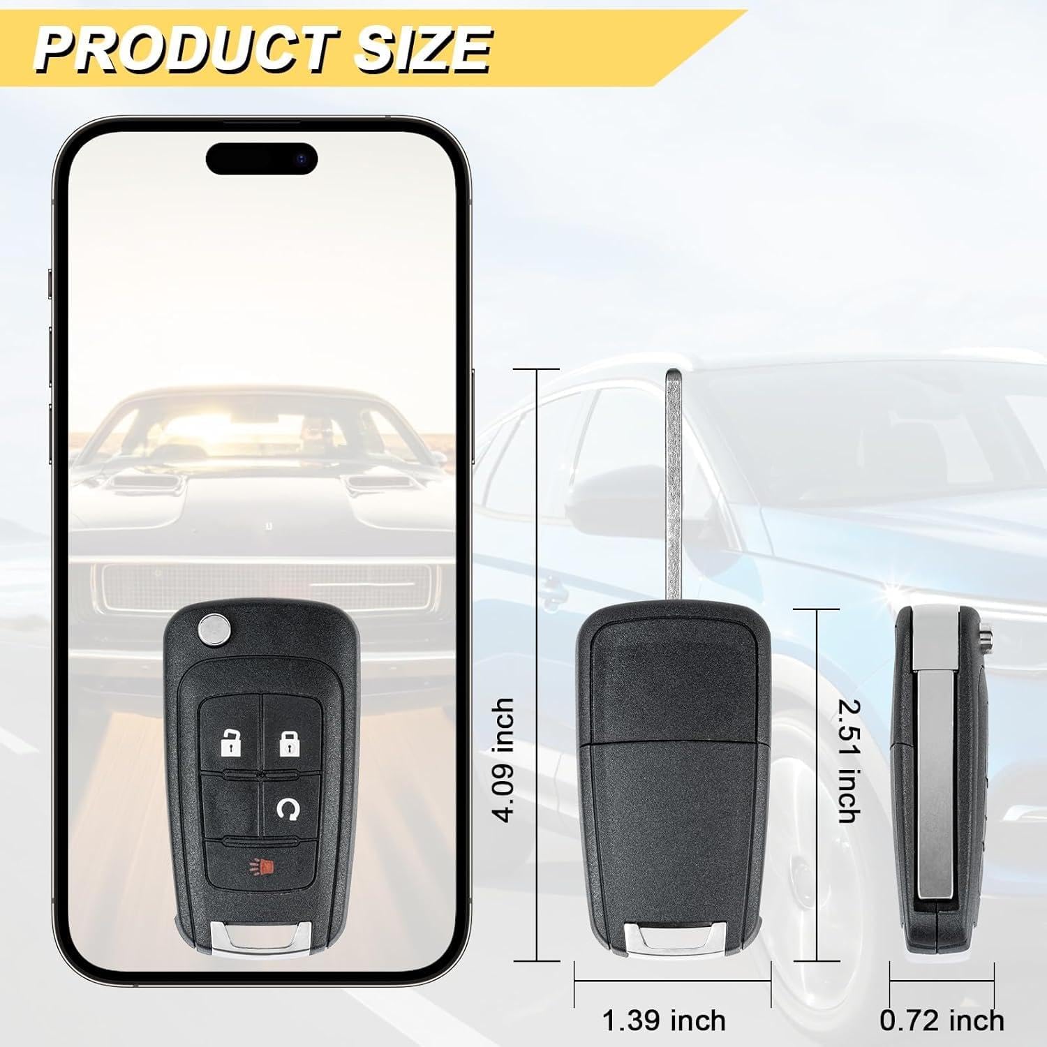 Simple Setup Key Fob Replacement for 2010-2016 Chevy Equinox & Terrain/ 12-16 Sonic/ 15-16 lmpala Car Keyless Entry Remote Control, OHT01060512, 4 Buttons