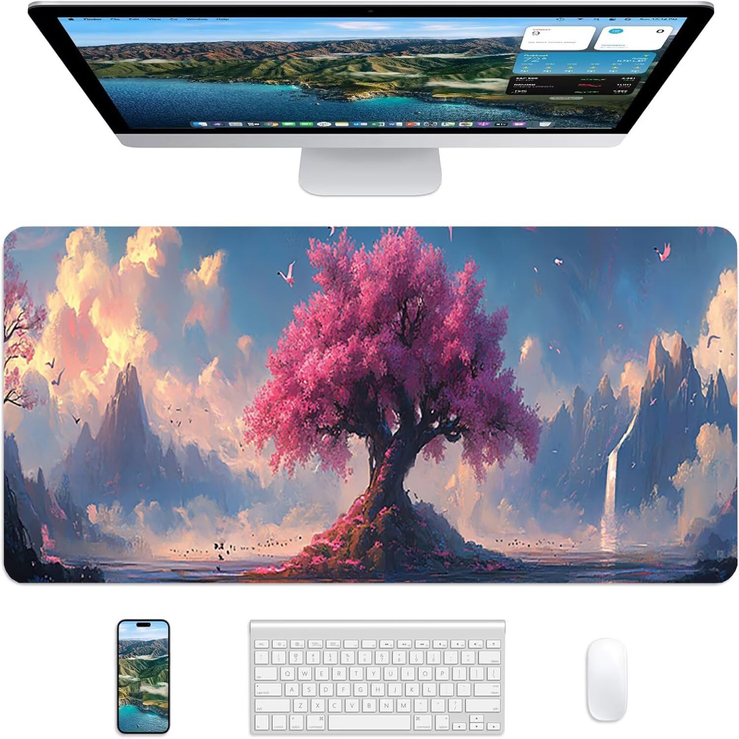 Podkładka pod mysz Lejnlnng XXL - 120x60cm - podkładka pod mysz dla dużych graczy, krajobraz XL antypoślizgowa gumowa mata na biurko, wodoodporna podkładka pod mysz o wysokiej precyzji i prędkości
