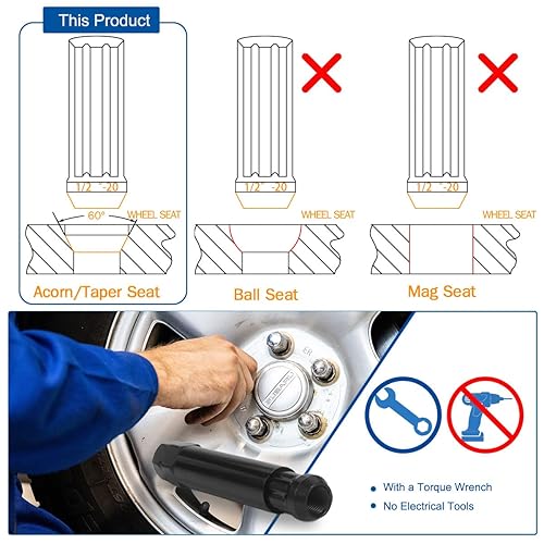 Miniatura 3 de GAsupply 20 tuercas de 12-20 de 120 de extremo cerrado, juego de tuercas de espiga de bellota de 34 pulgadas hexagonal cónico asiento 60 grados con