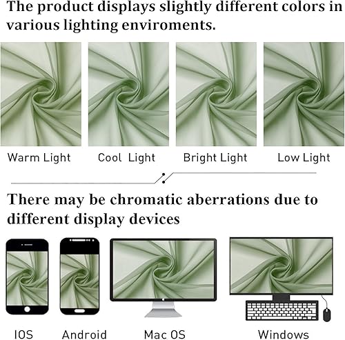 Miniatura 5 de Lecloud - Juego de 2 paneles de cortinas traslúcidas de gasa, rústicas, verde salvia, bolsillo doble para cortinero, cortinas para habitación, sala