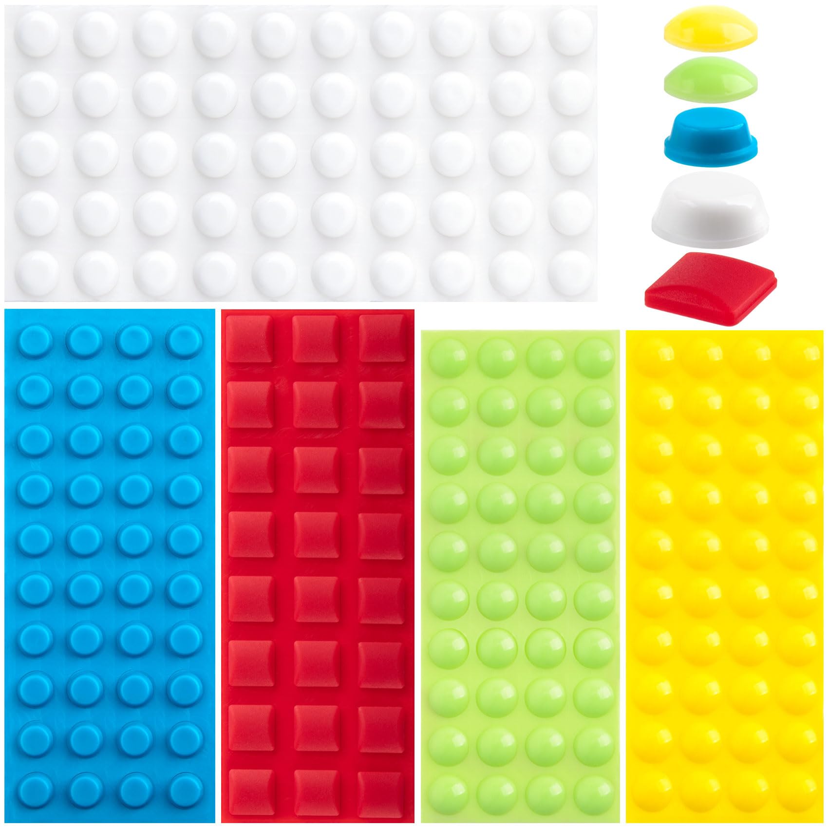 194PCS Bump Dots for Visually Impaired, Multiple Colors Sizes Shapes Low Vision Aids Tactile Stickers Braille Aids for Blind, Low Vision, Elderly (Yellow, Green, Red, Blue, White)