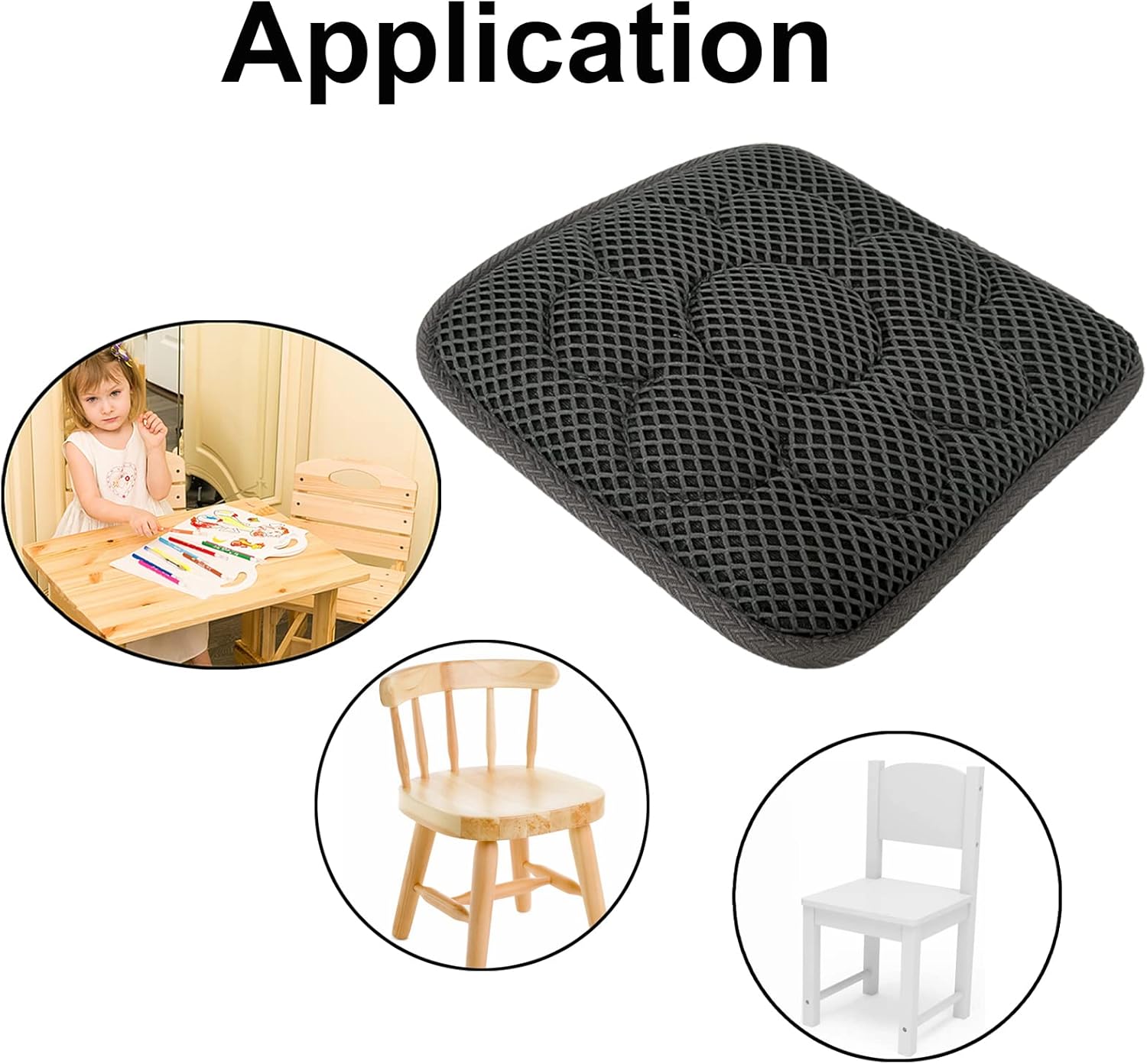 Esme L&H 12 Inch Kids Chair Pads with Ties Breathable 3D Air Mesh Chair Cushion Square Seat Cushion for Kids Chair/School Chair/Wood Chairs - Image 5