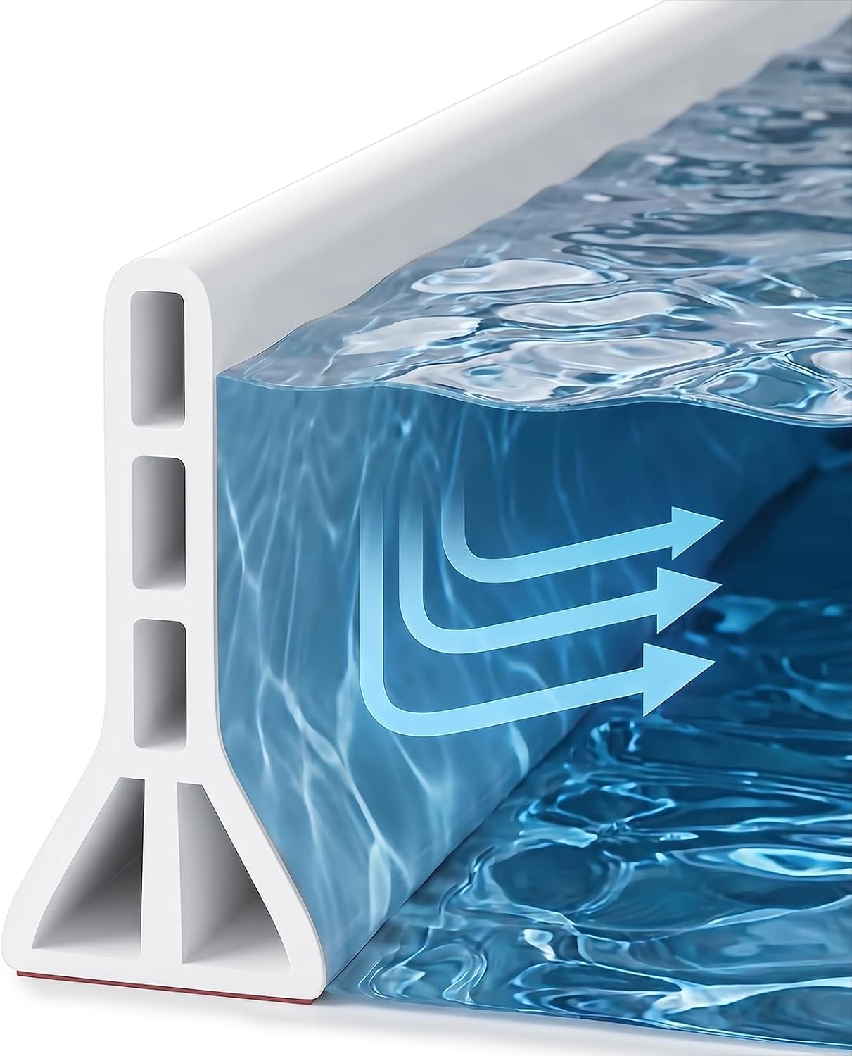 4" High Shower Threshold Water Dam 67 Inch Foldable Shower Splash Guard Self-Adhesive Barrier Water Stopper for Wet Dry Separation Bathroom Kitchen Sink Tub (White, 5.6Ft)