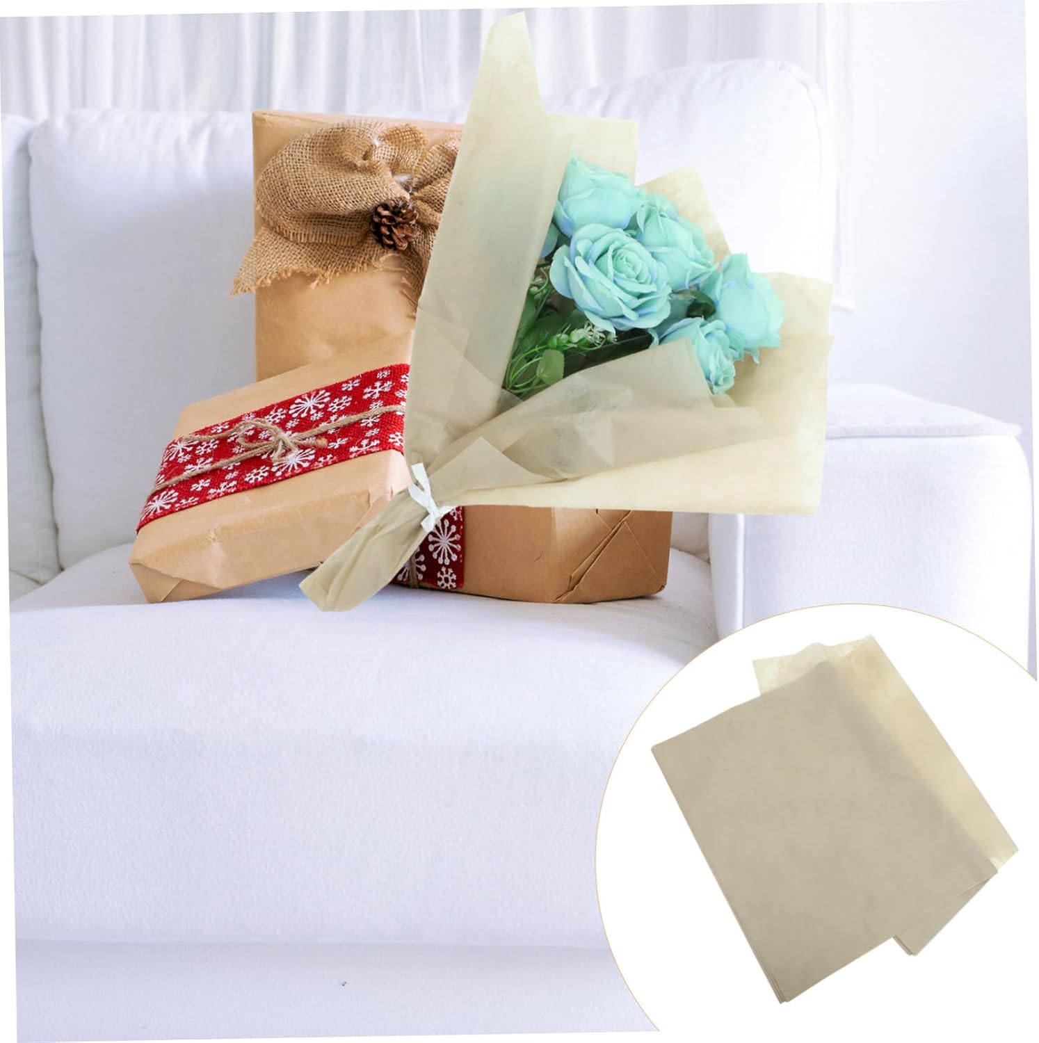 Levemolo 50pcs Tissue Paper Sheets for Gift Wrapping Soft Durable Packaging for Holidays and Presents Lined Milk Cotton Paper