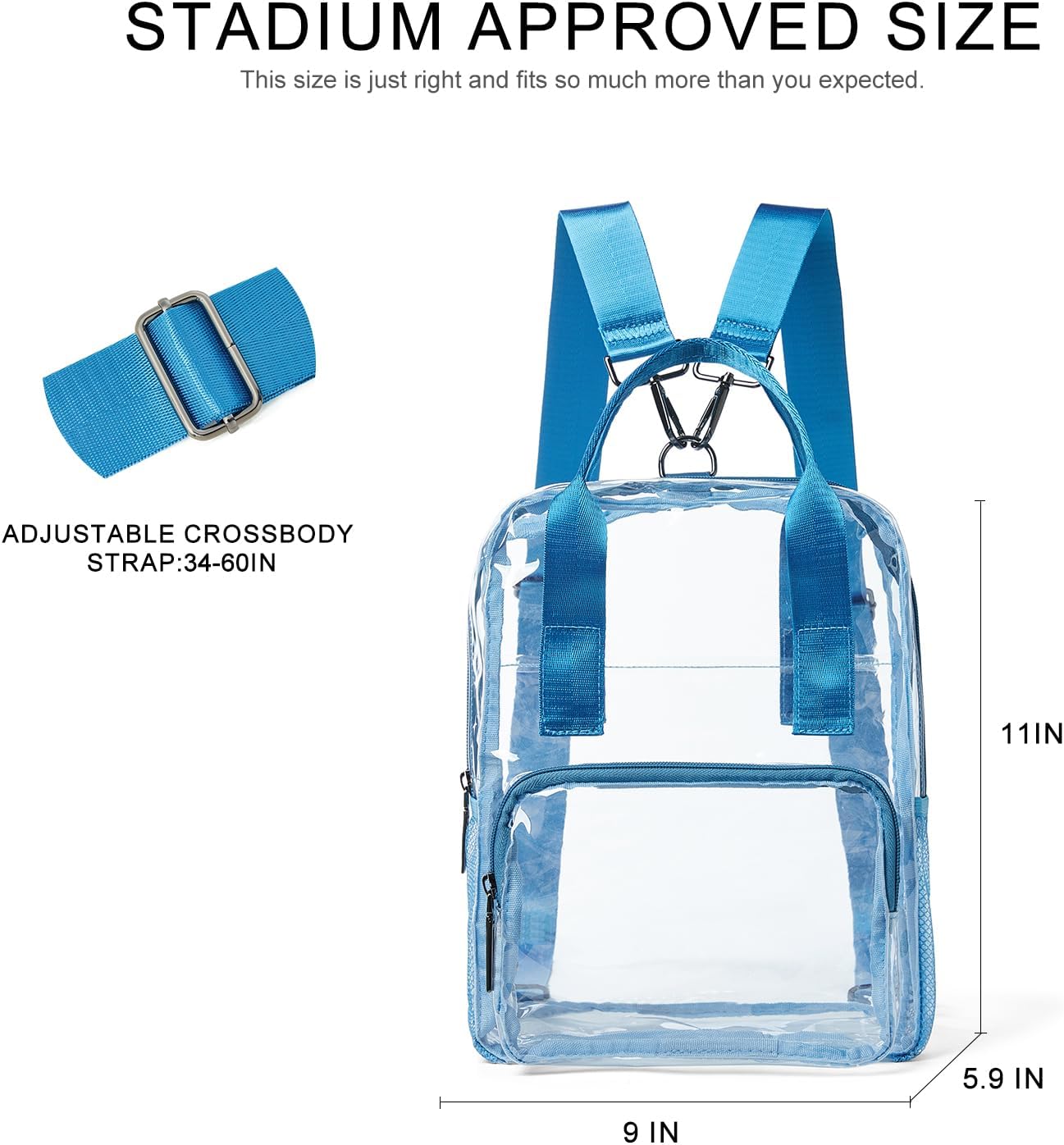 Bluome Clear Bag For Stadium Events 12×6×12 Clear Stadium Bag Crossbody Tote Transparent for Concert Approved Sports