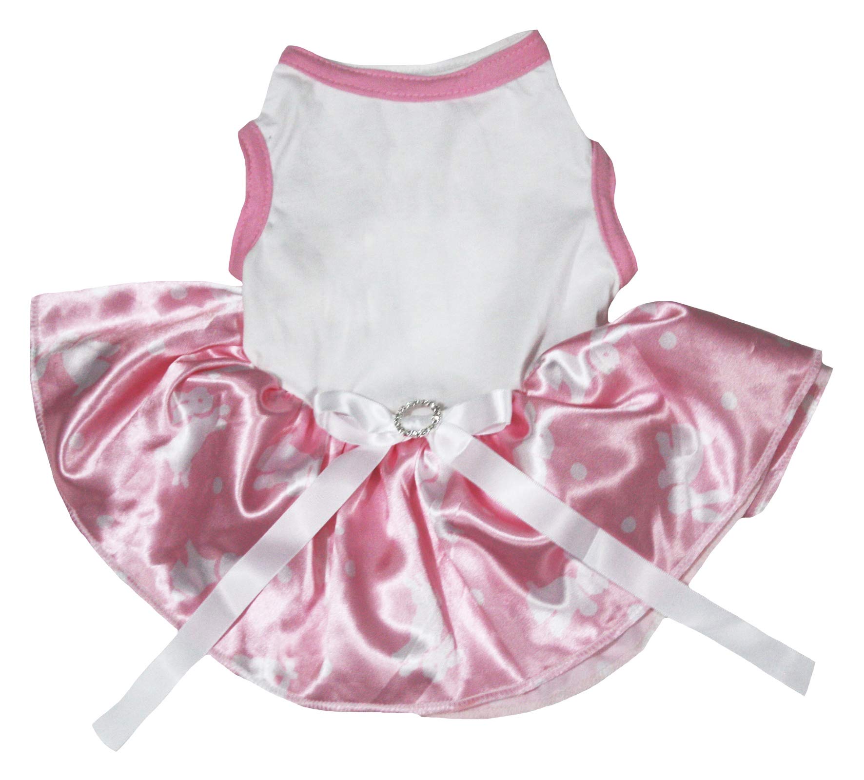 Robe de Pâques chiot rose à pois avec tutu blanc chemise pour petit chien