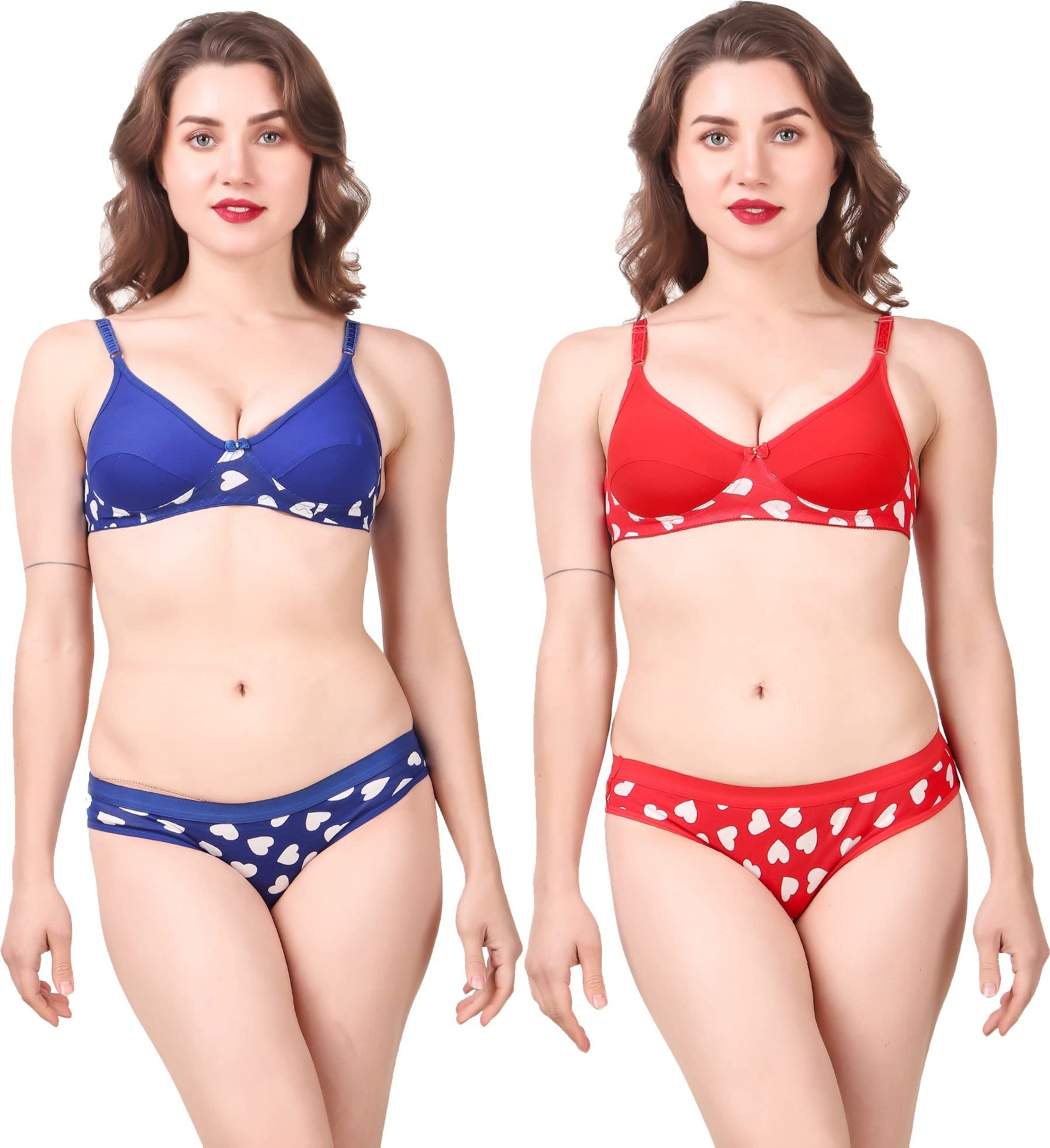 Women Stylish Cotton Bra and Underwear Set (DIL Sets_BlueRed_30pt)-picture-35