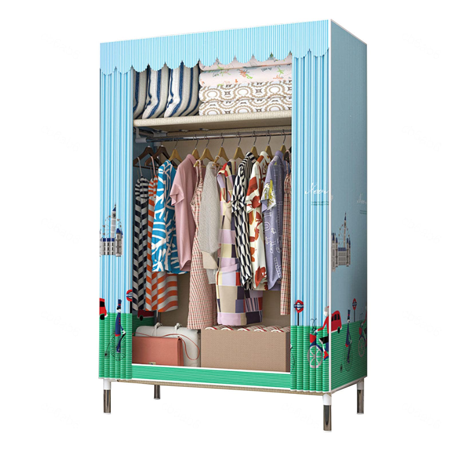 Kleiderschrank Tragbare Kleiderschränke aus Segeltuch, Regale, Stoff-Kleiderschrank, Aufbewahrungsorganisator für Schlafzimmer, Stoffschränke,C-64X45X172cm