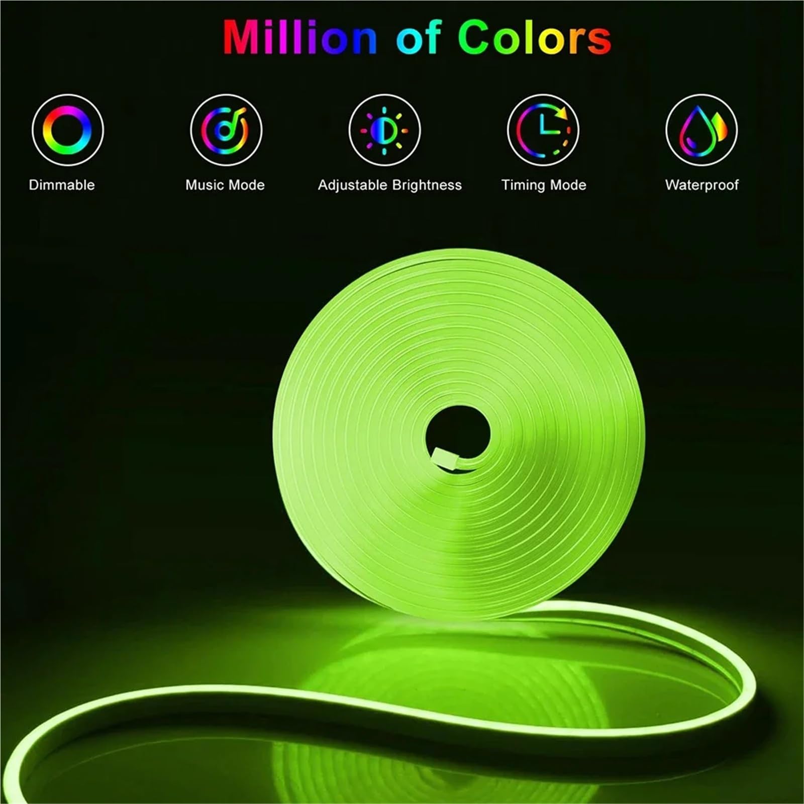 LED Neon Light Strip With Tuya Intelligent Control RGB Waterproof Rope Suitable For Outdoor Decoration Of Houses(15M Neon light strip)