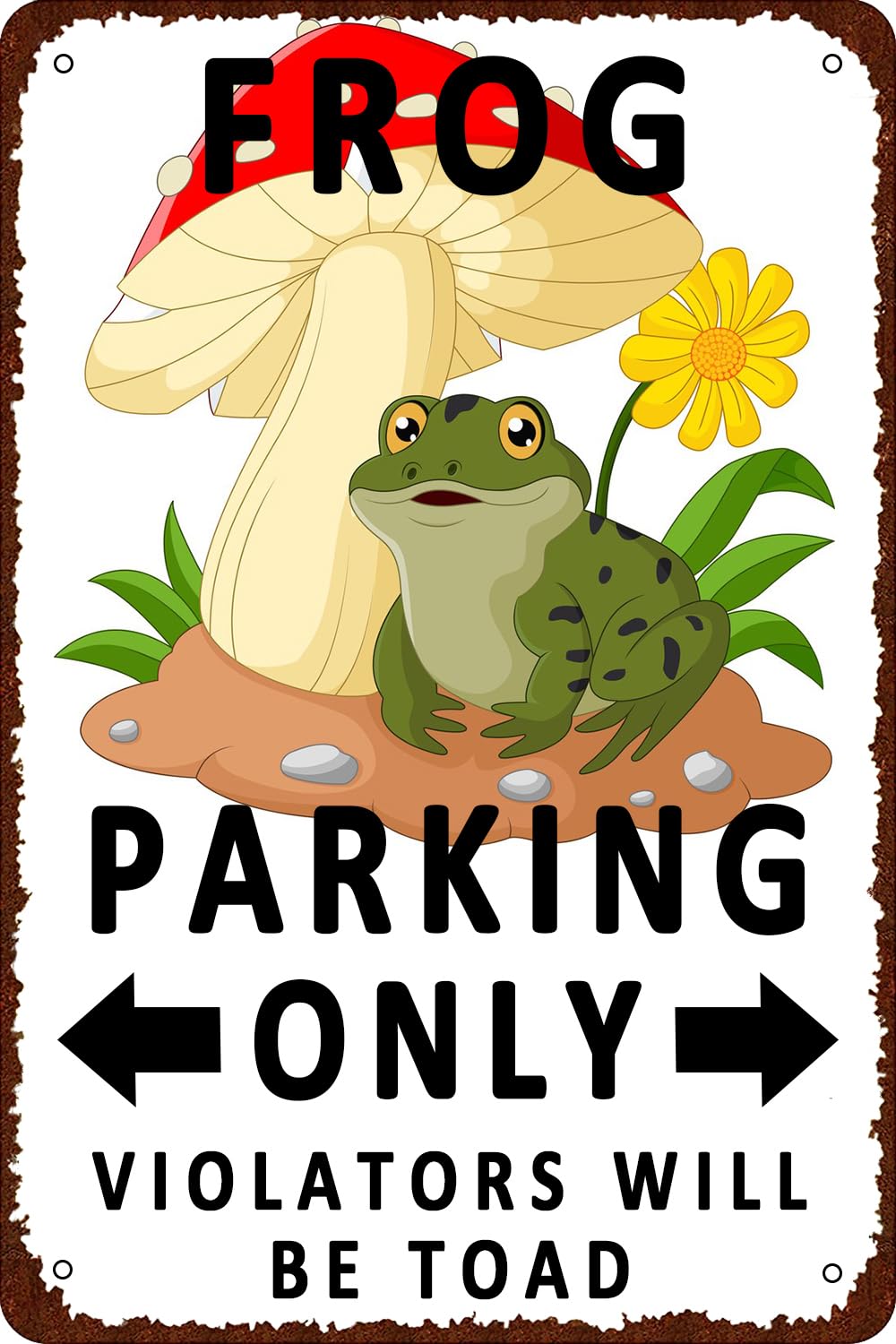 Vintage Metal Tin Signs Frog Parking Only Violators Will Be Toad Wall Decor Funny - Retro Sign for Home Living Room Bedroom Decor Gifts - 8x12 Inch
