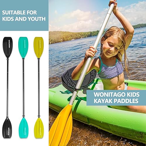 Miniatura 7 de Ramos de kayak para niños con eje de aluminio y hoja de polipropileno, remos flotantes de kayak para jóvenes y jóvenes, ajustables 64.2-72.0 in64-72