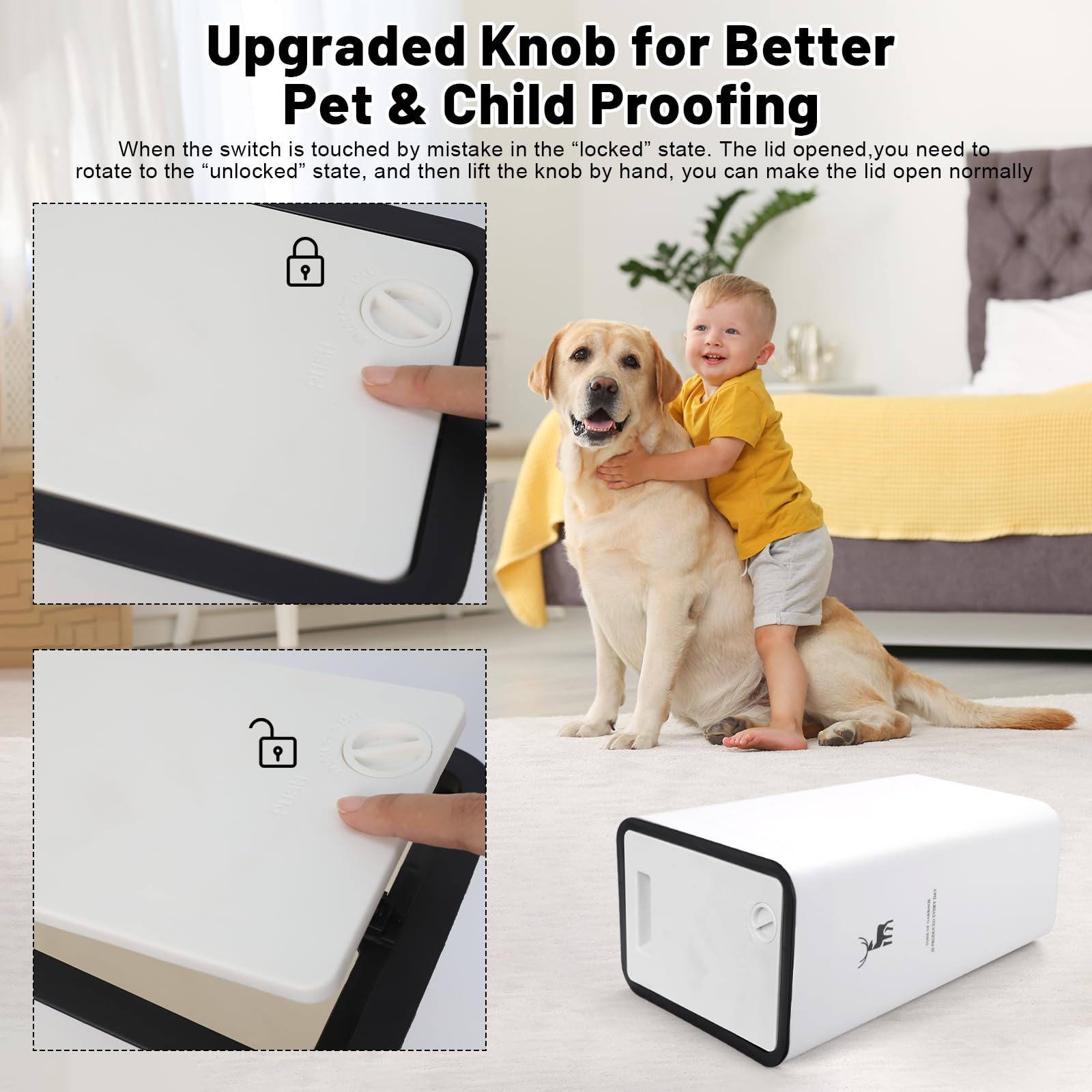 XPIY Trash Can with Lid, 2 Pack 4 Gallons/15 Liters Garbage Can with Press Top, Small Trash Can Dog Proof, Plastic Trash Bin, Waste Basket for Bathroom|Kitchen|Bedroom|Office (1, GreyWhite)