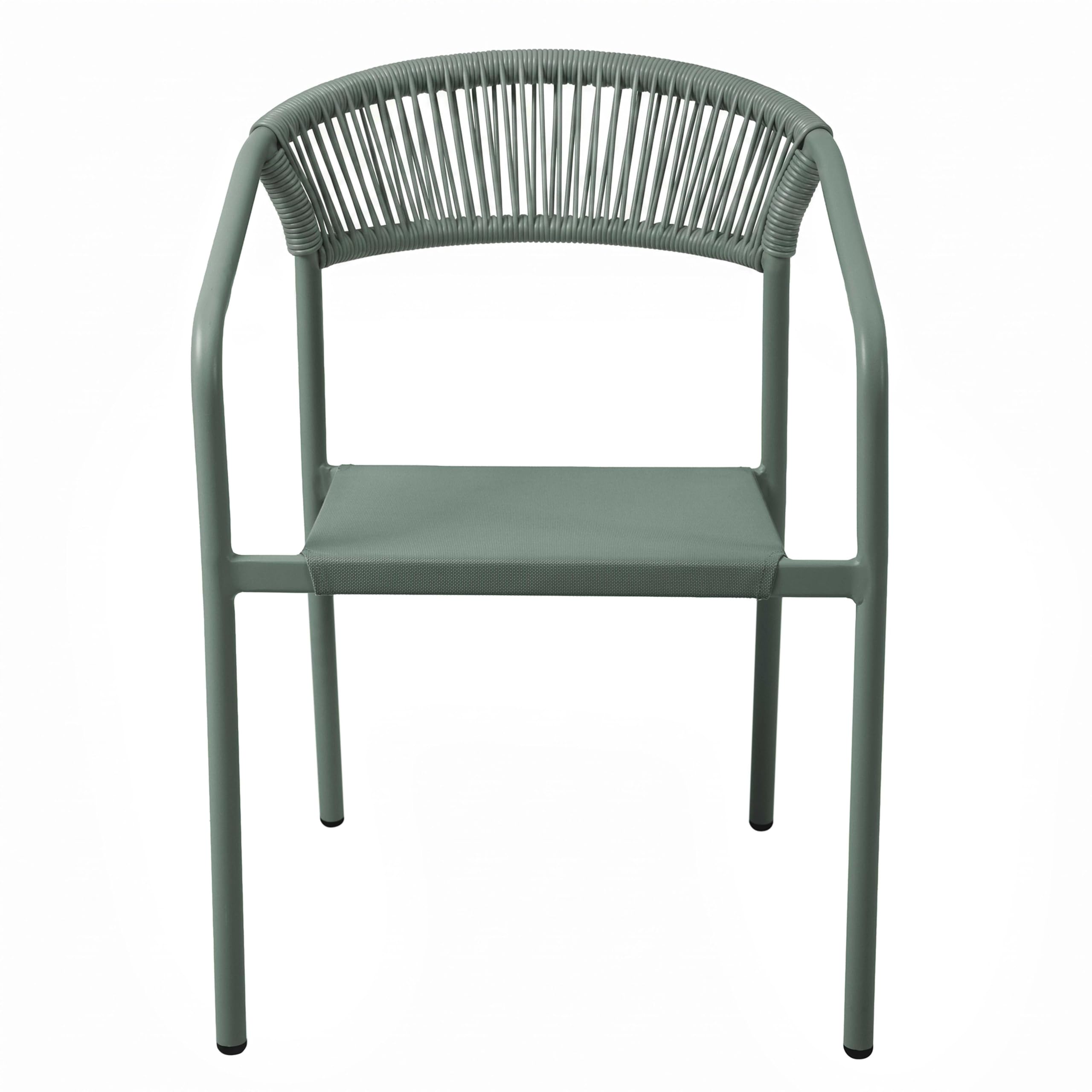 Oviala Chaise de Jardin Aluminium et rotin synthétique avec accoudoirs Vert