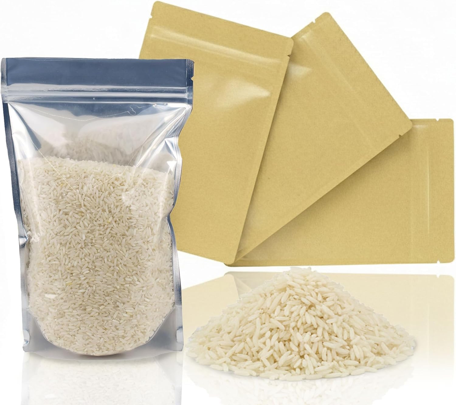 Supply Masters Mylar Bags – Kraft/Clear Resealable Bags – Clear Front Heat Sealable Pouches – Airtight Odor-Proof Bags for One Ounce Herbs and Spices