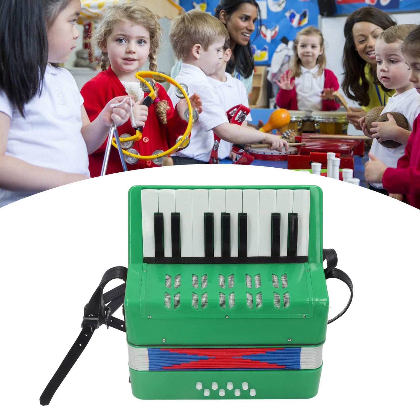 Fisarmonica Per Principianti 17 Tasti 8 Bassi, Leggera In ABS - Strumento Musicale Per Bambini E Adulti