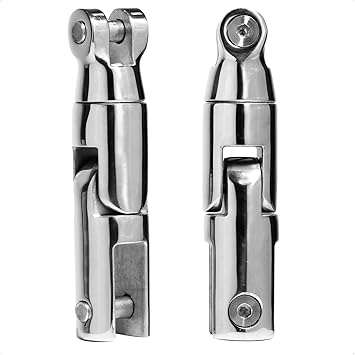 Five Oceans Marine Anchor Swivel Connector, 316 Stainless Steel Heavy Duty Boat Chain Swivel Premium Polished Finish, 360-Degree Rotation + 90-Degree Side Articulation, High Load Capacity