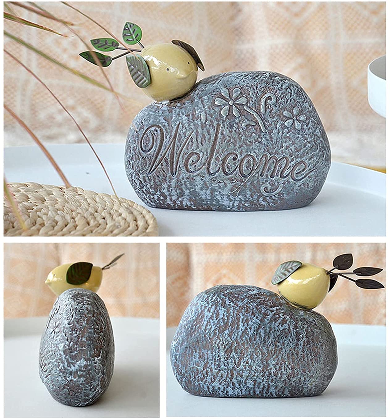 Ceramiczny znak powitalny ptak figurka na zewnątrz ogród blat małe zwierzę dekoracja, dł. 19,5 cm x szer. 8 cm x wys. 15 cm