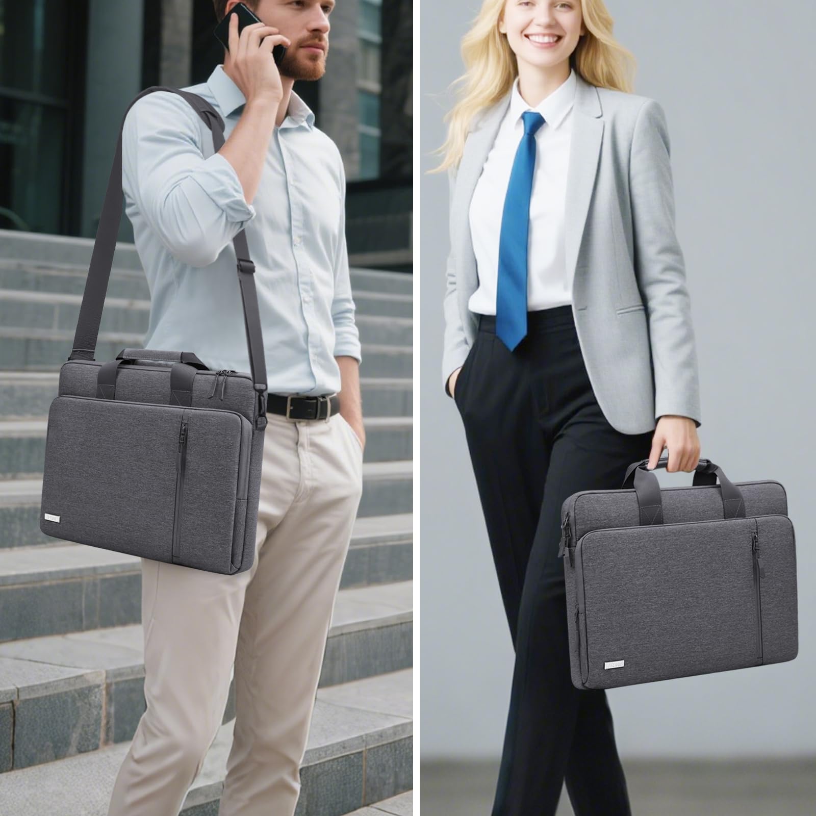 TECOOL 15 15,6 16 17 17,3 Pollici Borsa Laptop Valigetta per Computer Portatile 360 Protettivo Custodia con Tracolla, Impermeabile Borsa e Messenger Borsa Porta PC per Computer Notebook