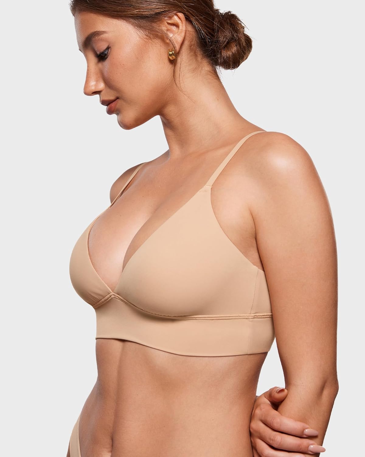 INLYRIC Women's Inbarely Outwear Longline Triangle Bralette Plunge Unlined No Underwire Yoga Sports Bra Crop Tank Top - Image 4