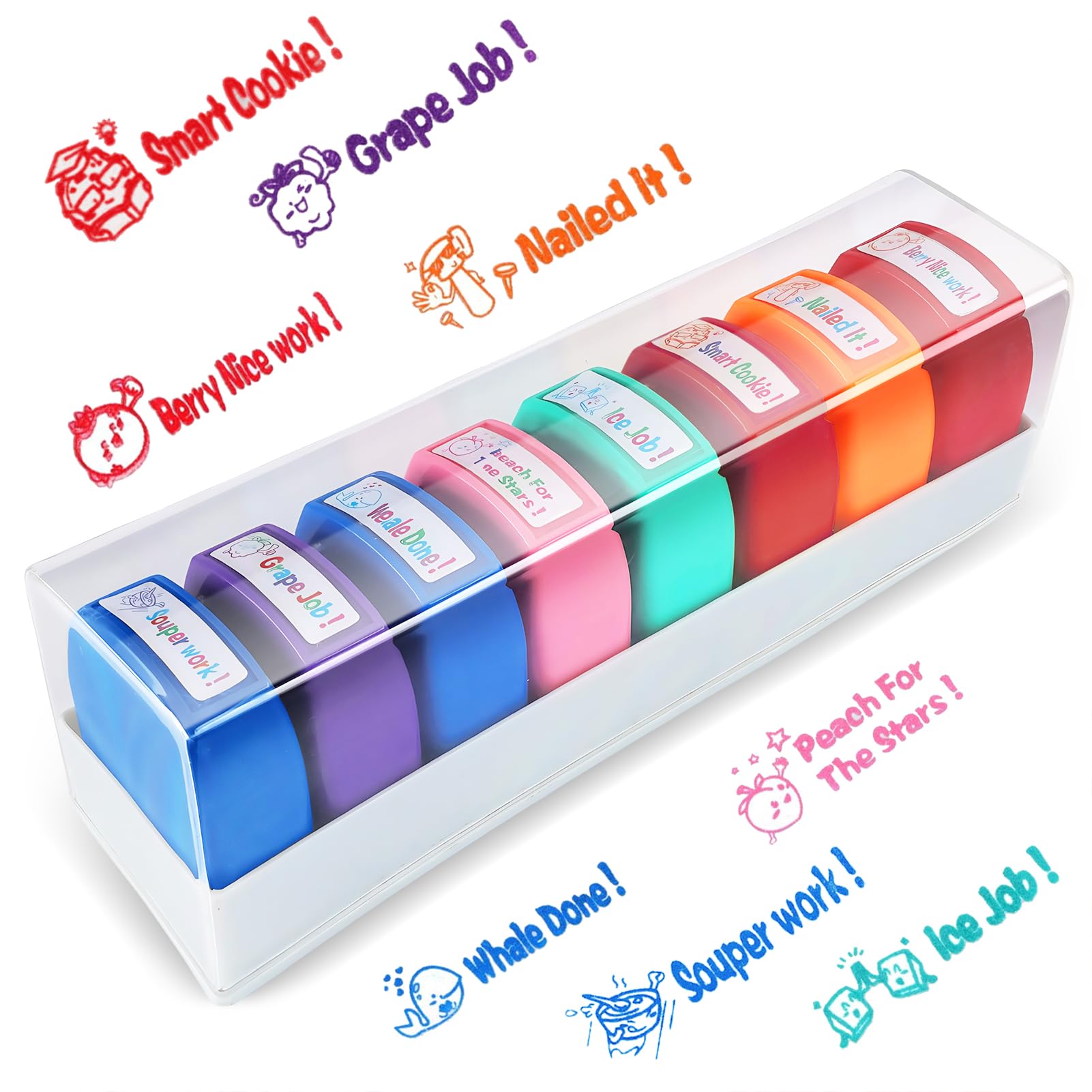 8Pcs Teacher Stamps for Classroom Self-inking Stamps for Teachers Funny Personalized Teacher Stamps for Grading Office Teacher Supplies for Classroom