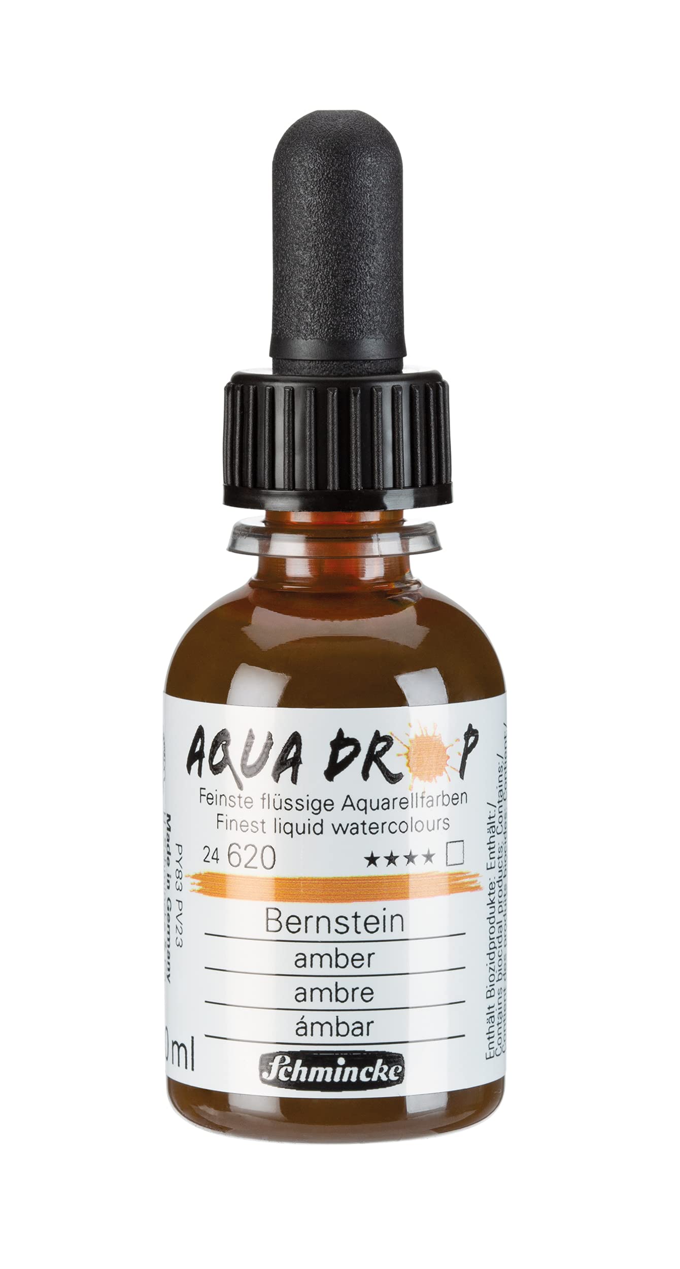 Schmincke, AQUA DROP, liquid, pigment-based watercolour colour, amber in 30 ml pipette bottle, 24620034