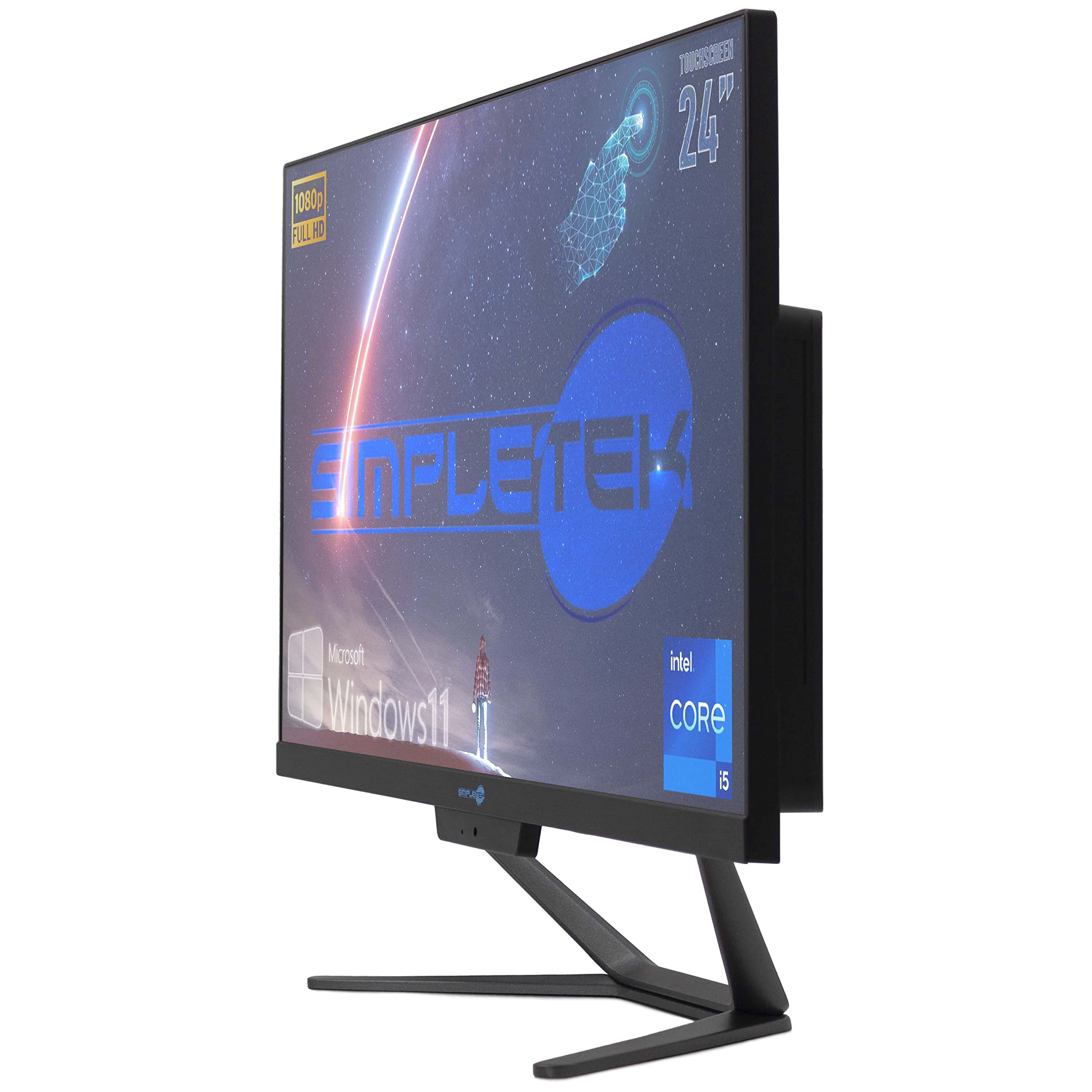 SIMPLETEK PC All in One 24” TouchScreen Full HD Core i5 Fino a 3.20GHz | Windows 11 Pro 16GB RAM SSD 960GB | Webcam integrata WiFi5 Bluetooth 4.2 Desktop Computer Fisso Aio