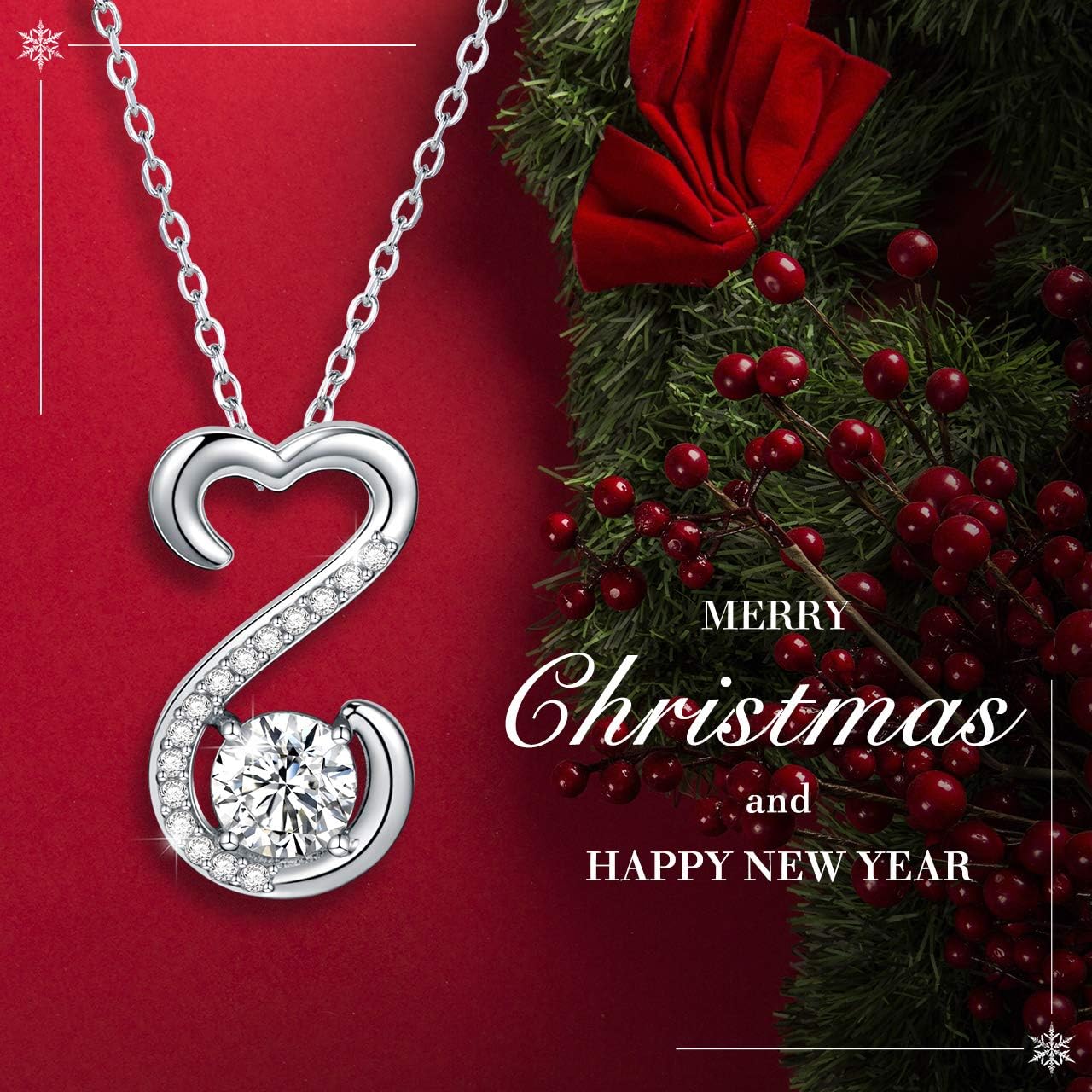 APOTIE Sterling Silver Open Heart Necklace - CZ Pendant Jewelry Gift for Mom Women - Image 2