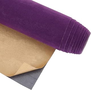 BENECREAT 157.5"x9.8" Dark Purple Self Adhesive Velvet Fabric Roll, Adhesive Velvet Flocking Liner, Drawer Liner for Jewelry Drawer Box Decoration