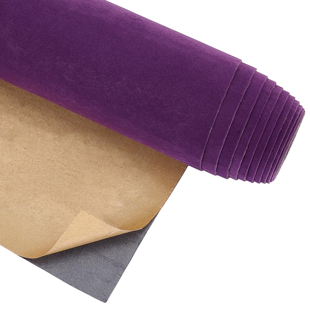 BENECREAT 157.5"x9.8" Dark Purple Self Adhesive Velvet Fabric Roll, Adhesive Velvet Flocking Liner, Drawer Liner for Jewelry Drawer Box Decoration