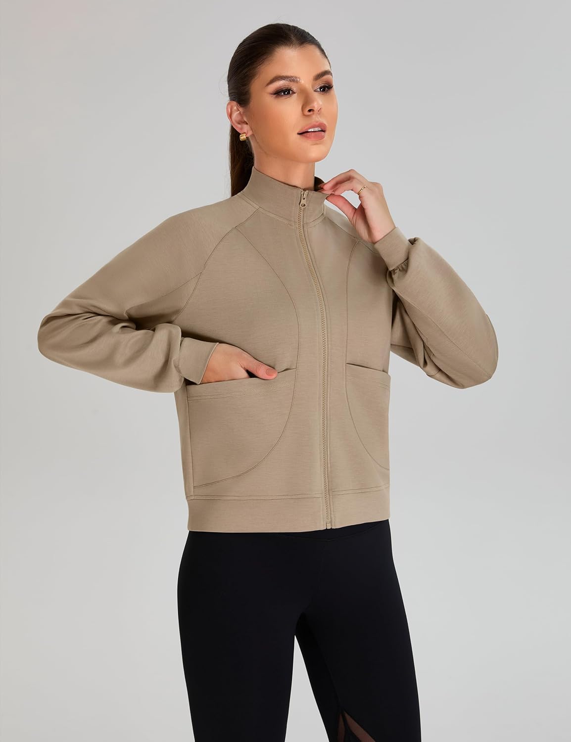 BMJL Womens Sweatshirt Zip Up Hoodie Active Long Sleeve Workout Tops Funnel Neck Athleisure Clothes Fall Jackets Outfits - Image 3