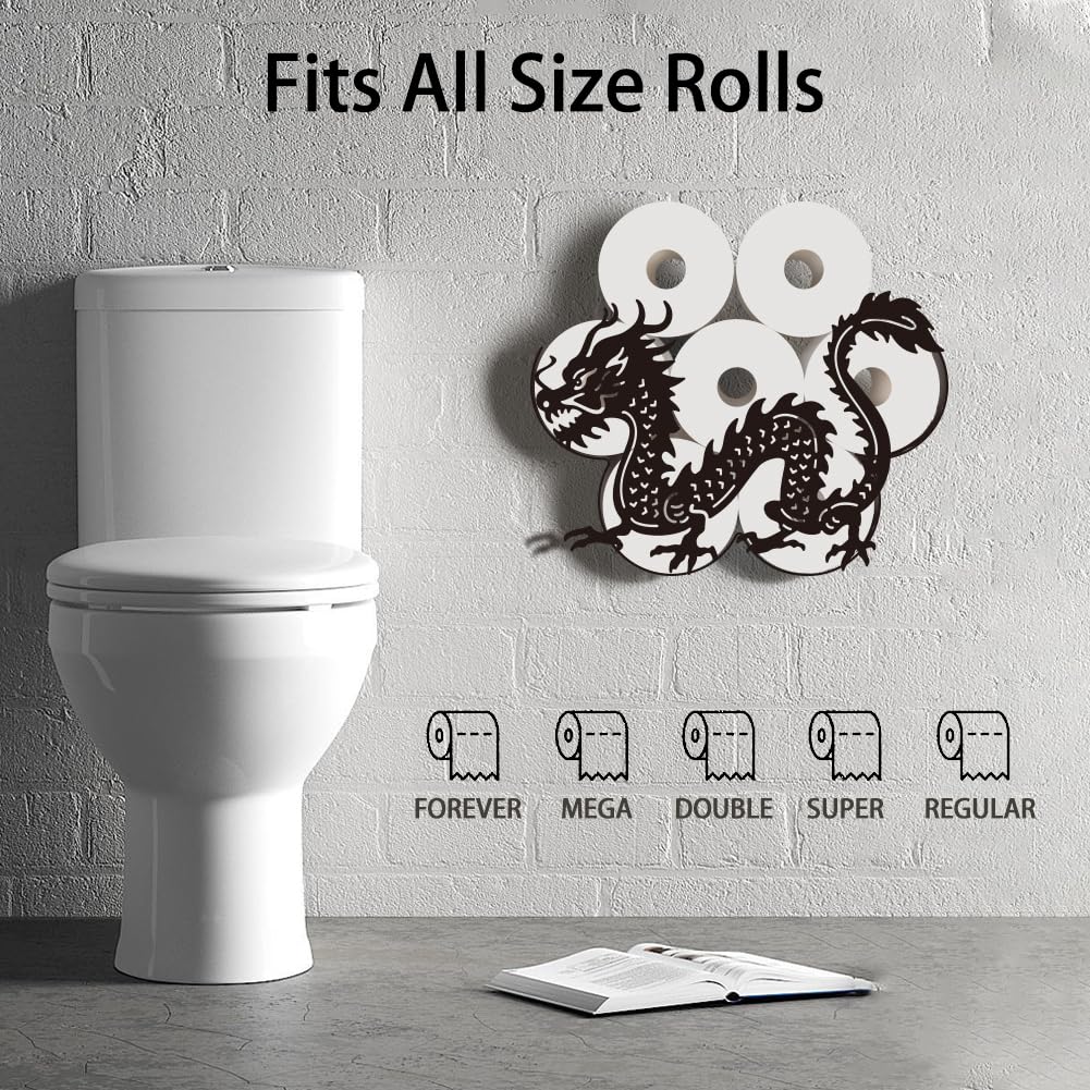 WADORN Flying Dragon Toilettenpapierhalter Aus Metall – Gotischer Drachen-Design, Hält 8 Rollen