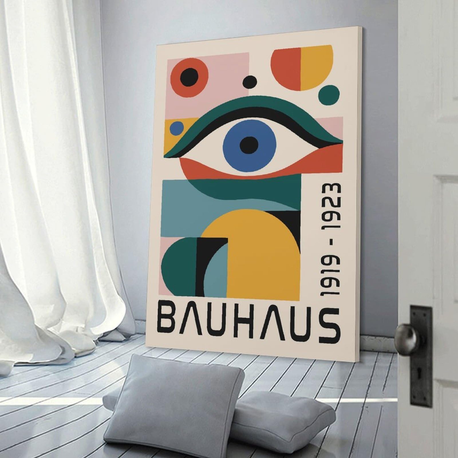 Junmoney Bauhaus Eye Abstract Art Decorative Canvas Print, 12x18inch(30x45cm), for Gallery Wall Decor And Room Displays, Wall Decor Suited to Curated Displays