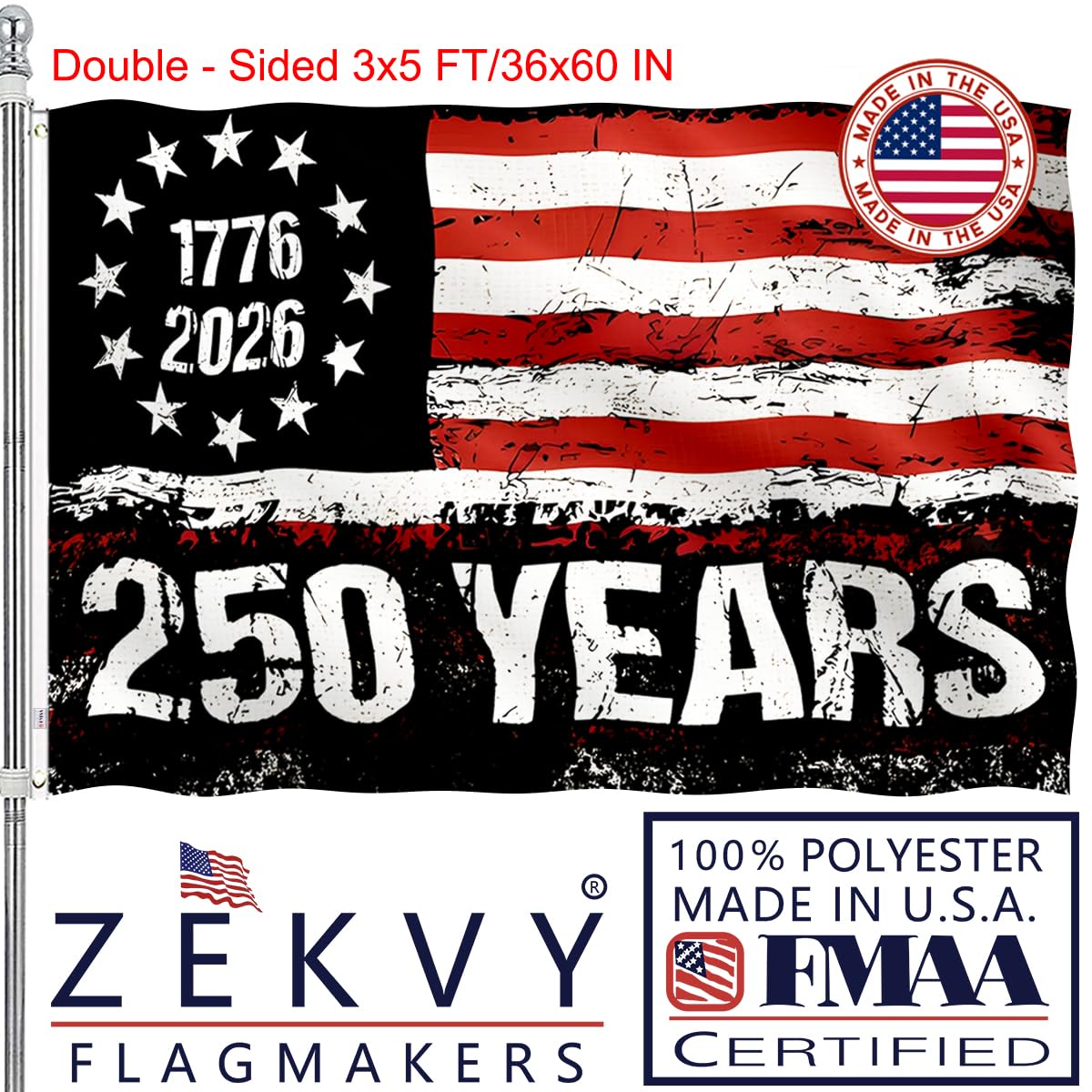 ZEKVY 250th Anniversary American Flag